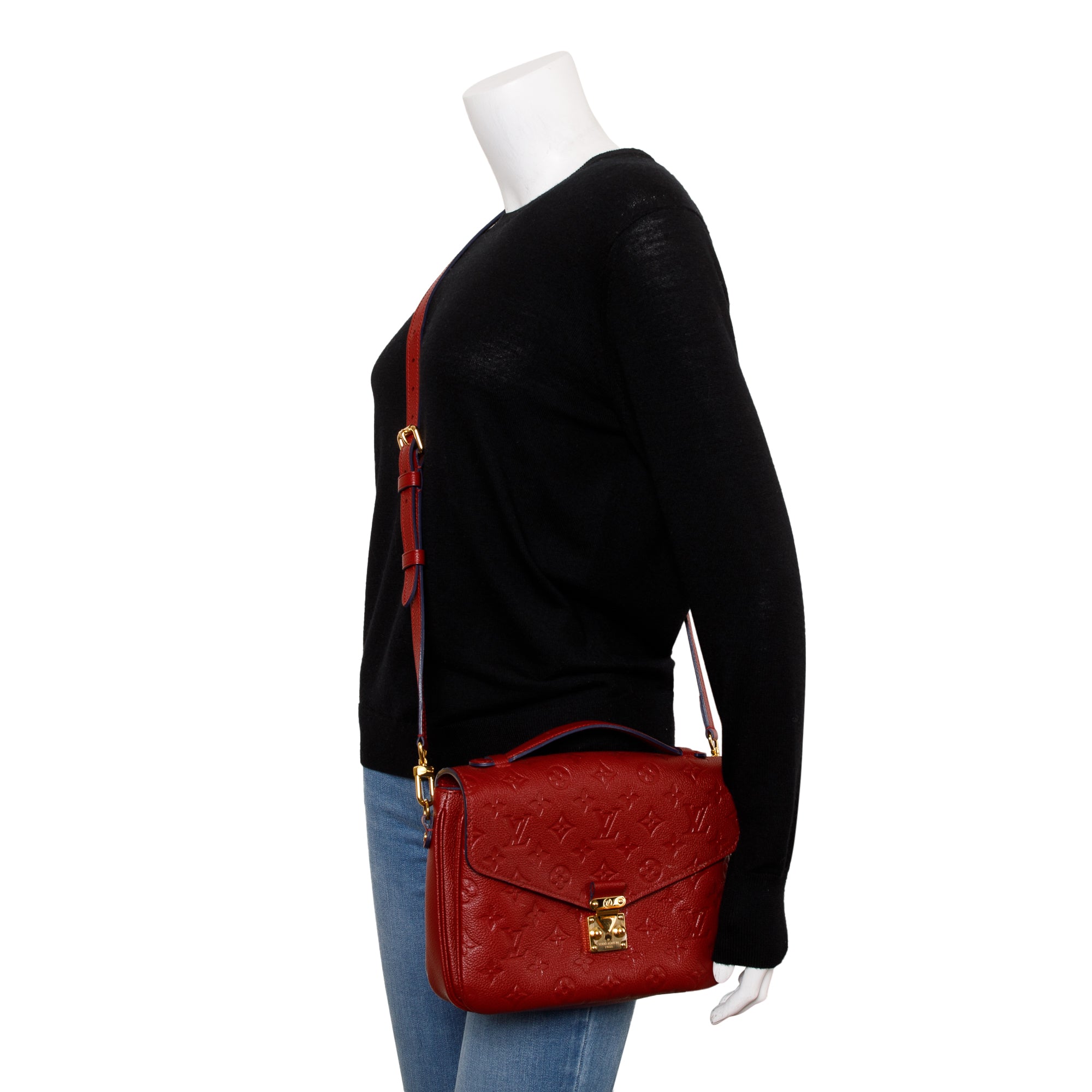 Louis Vuitton Red Monogram Empreinte Leather Pochette Metis w/ Box & Receipt