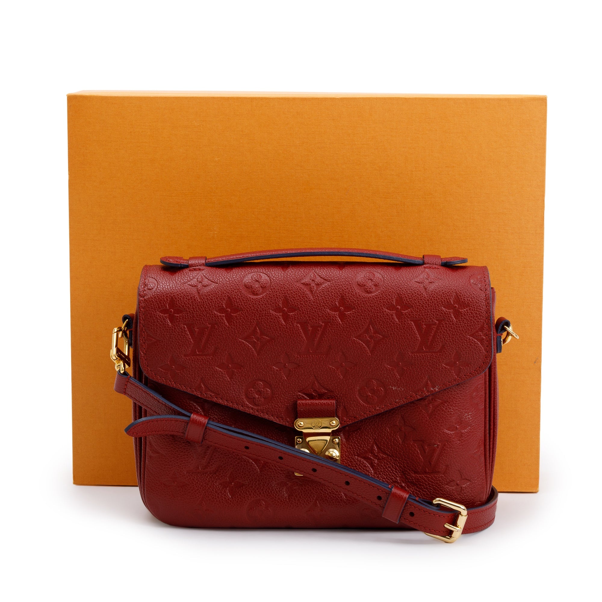 Louis Vuitton Red Monogram Empreinte Leather Pochette Metis w/ Box & Receipt