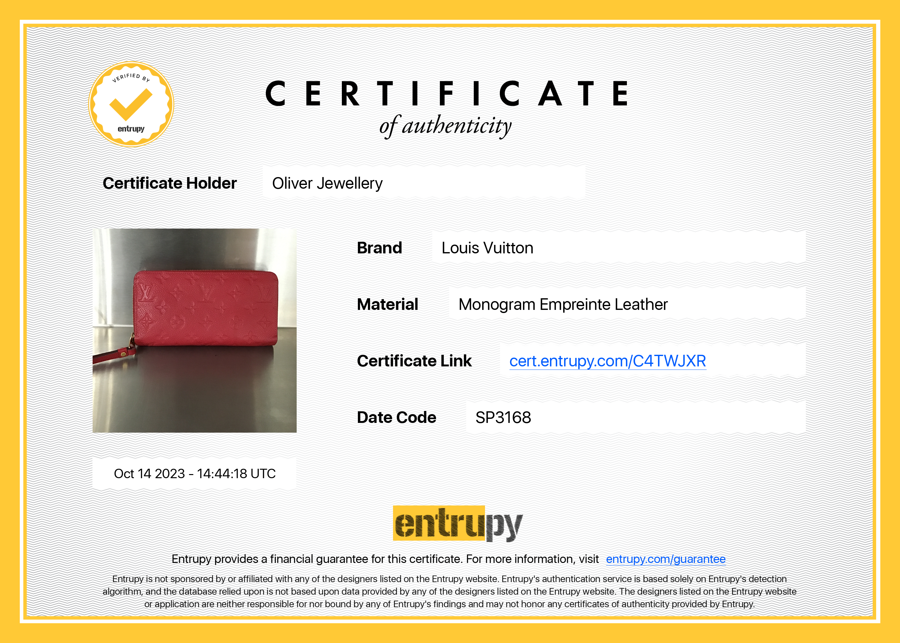 Louis Vuitton Red Monogram Empreinte Leather Zippy Wallet w/ Box