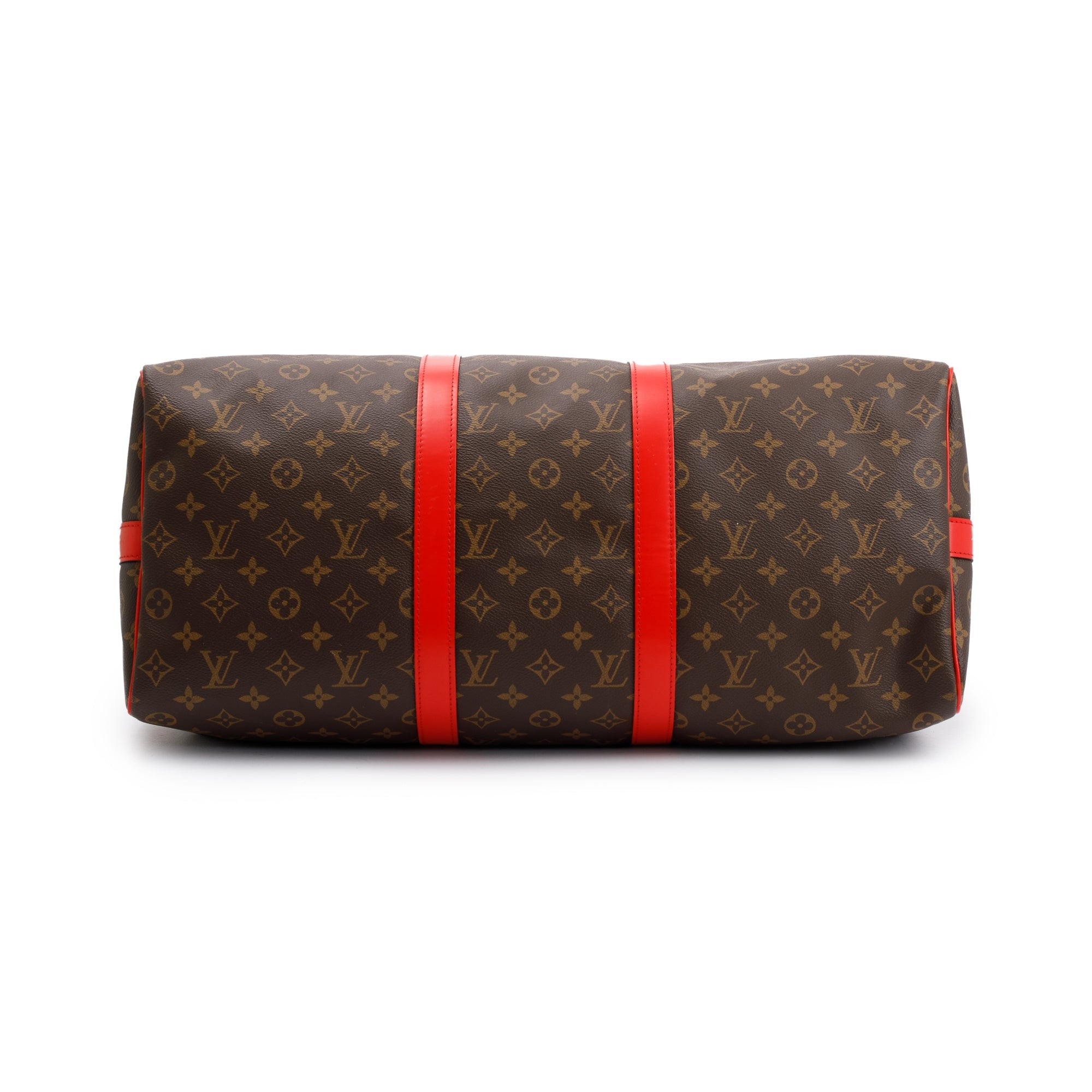 Louis Vuitton Red Monogram Macassar Keepall Bandouliere 50