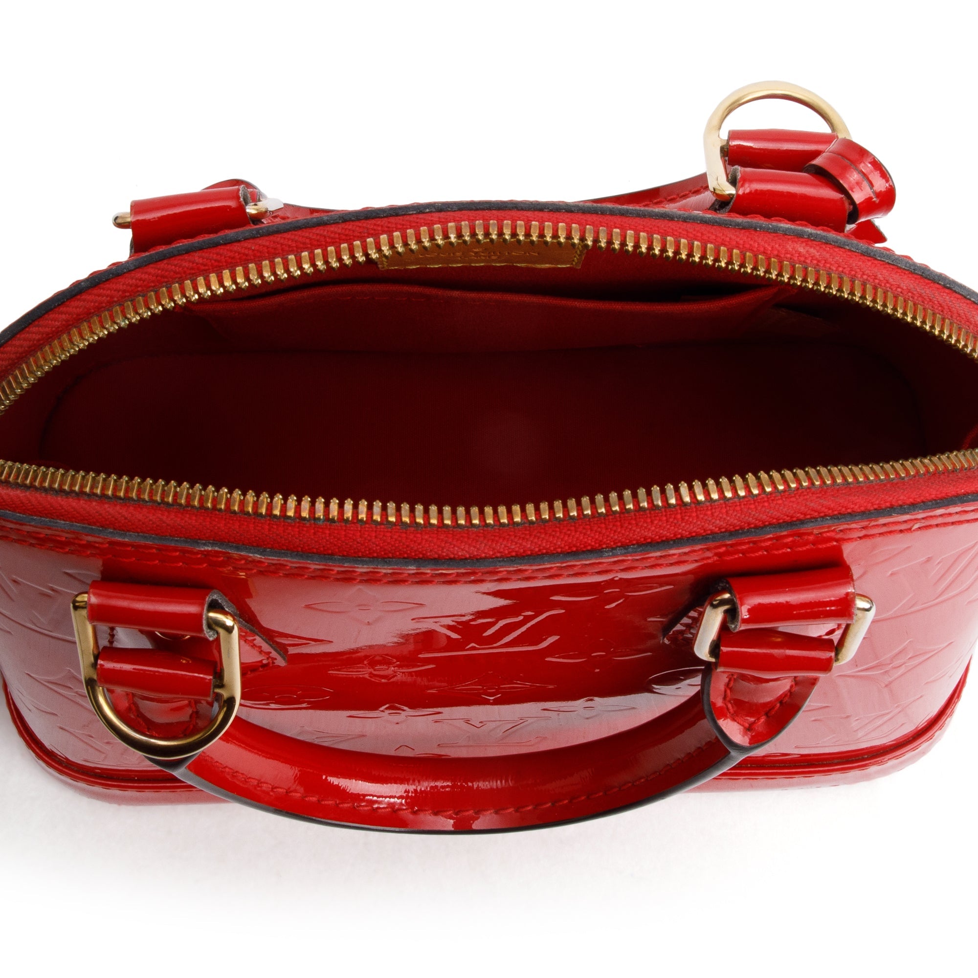 Louis Vuitton Red Monogram Vernis Leather Alma BB w/ Strap
