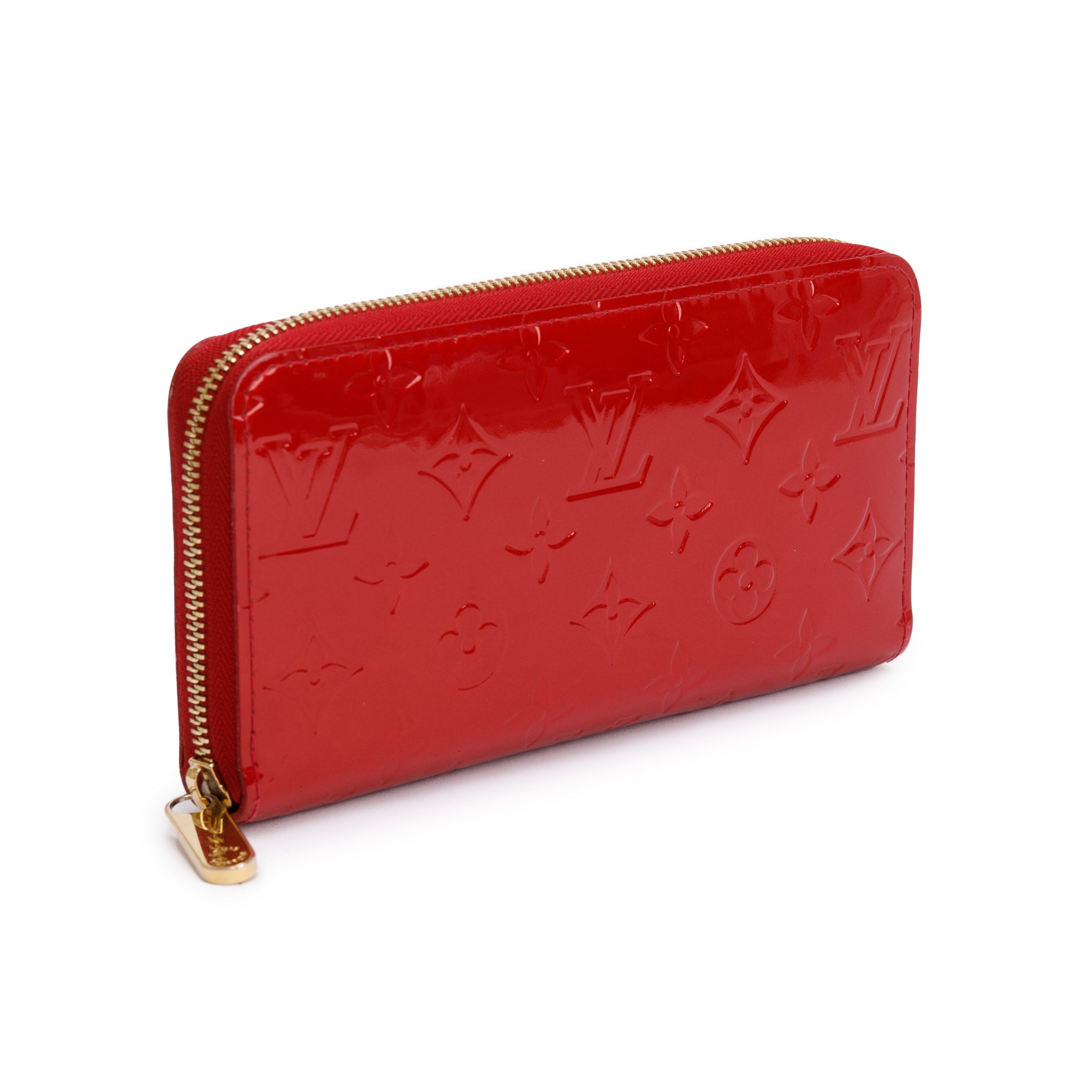 Louis Vuitton Red Vernis Leather Zippy Wallet w/ Box