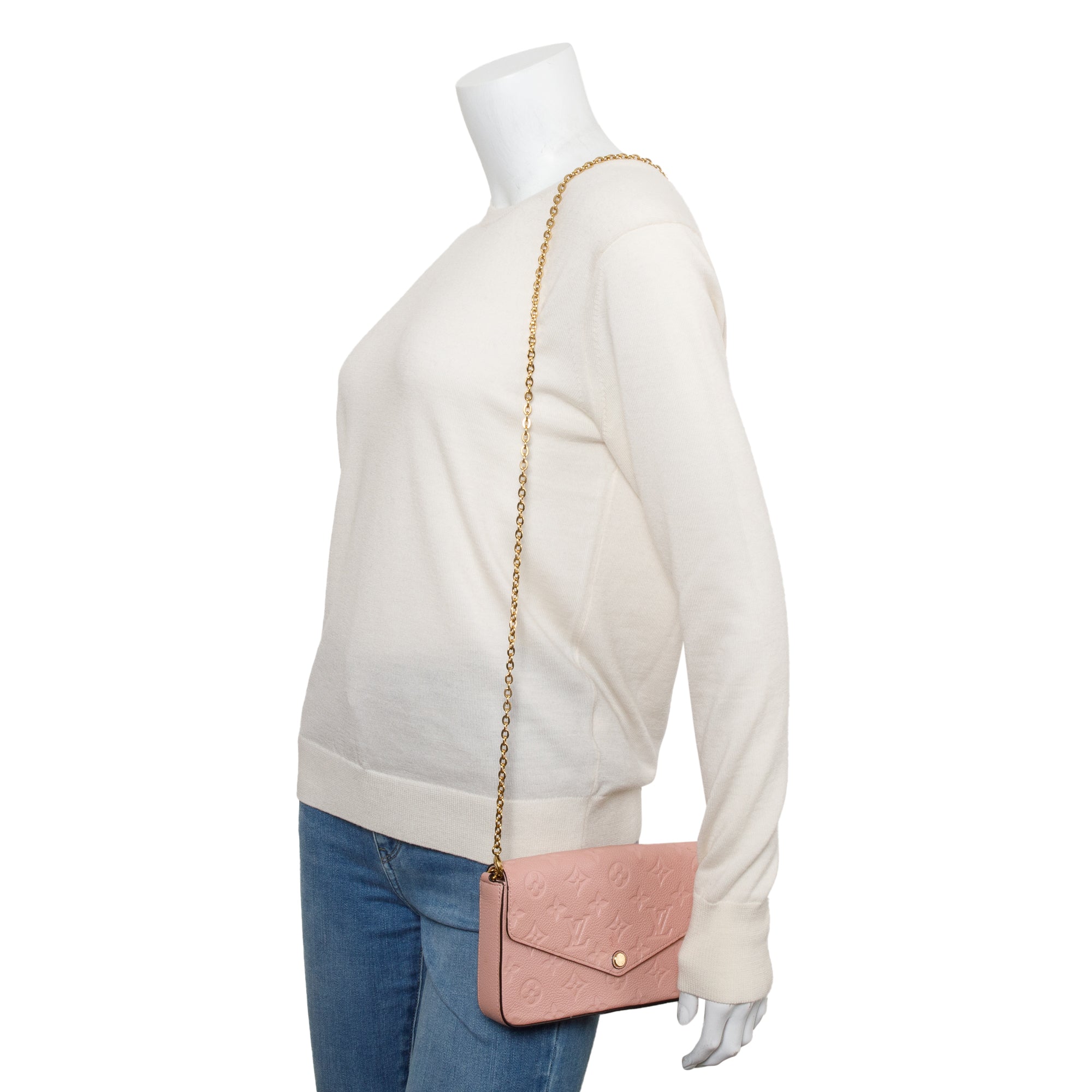 Louis Vuitton Rose Poudre Monogram Empreinte Leather Felicie Pochette w/ Inserts