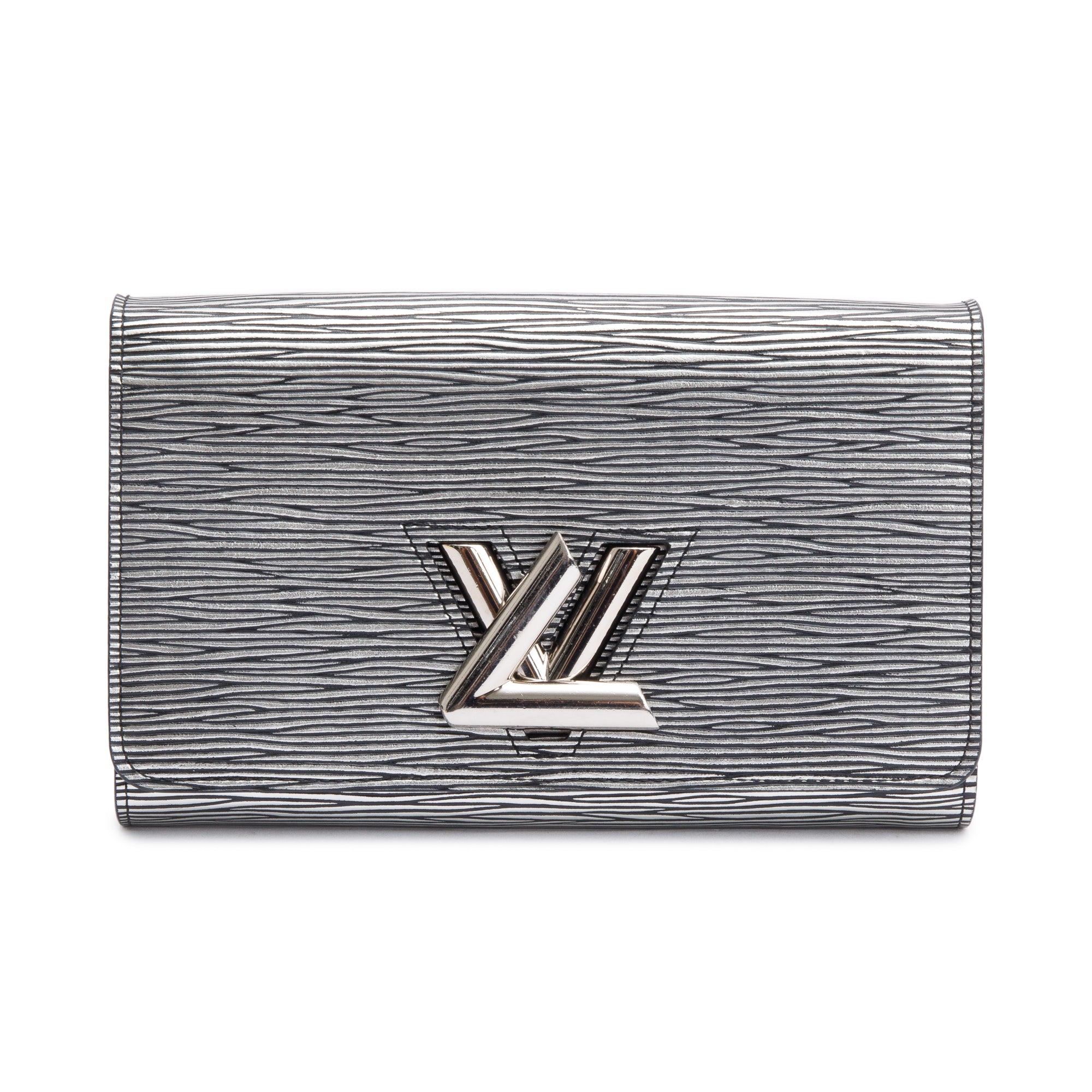 Louis Vuitton Silver Metallic Epi Leather Twist Chain Wallet