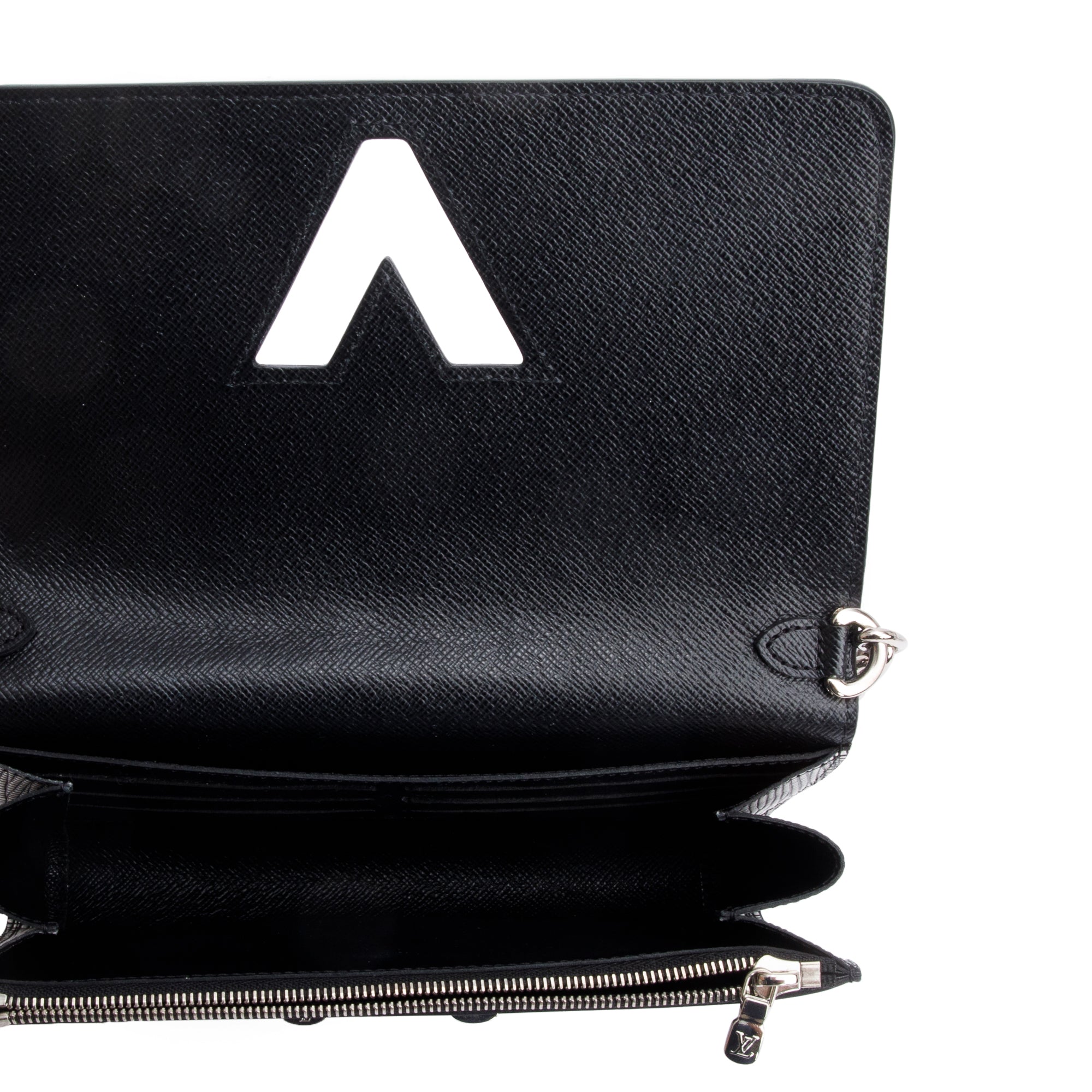 Louis Vuitton Silver Metallic Epi Leather Twist Chain Wallet