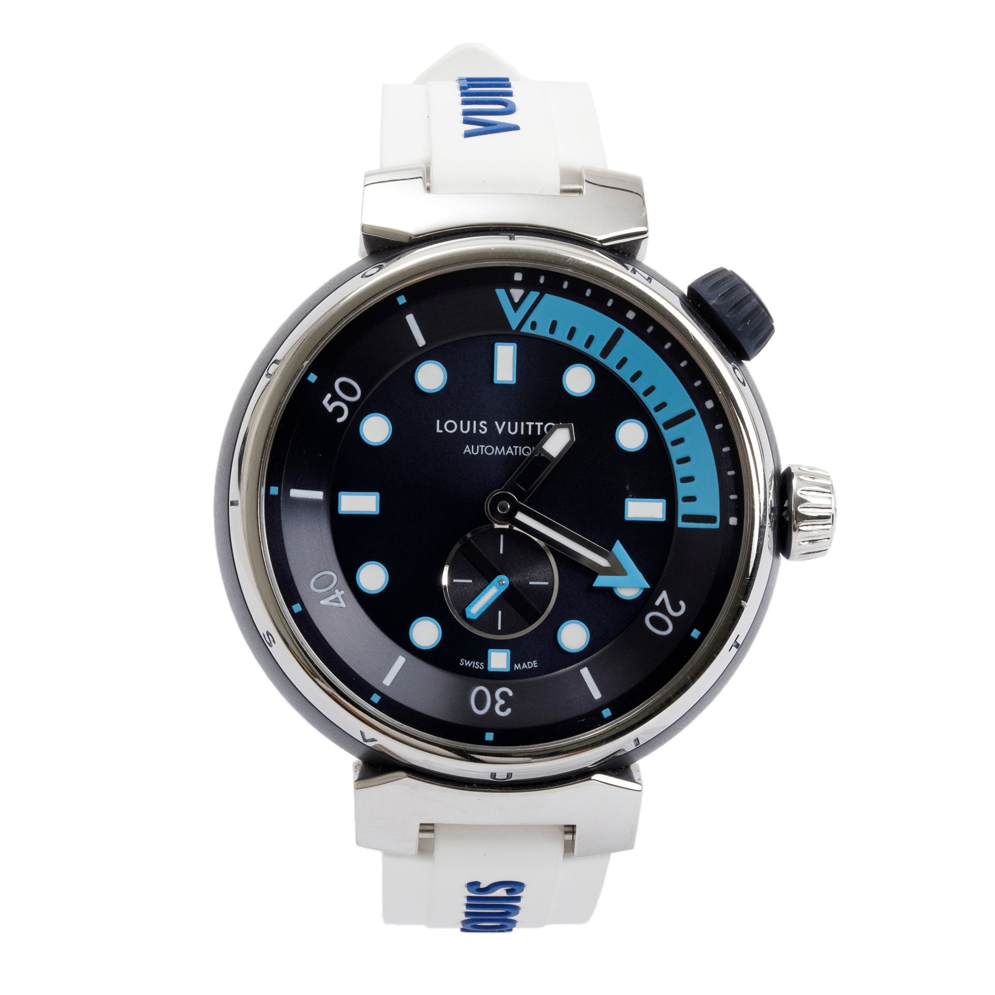 Louis Vuitton Stainless Steel Blue PVD Tambour Street Diver 44