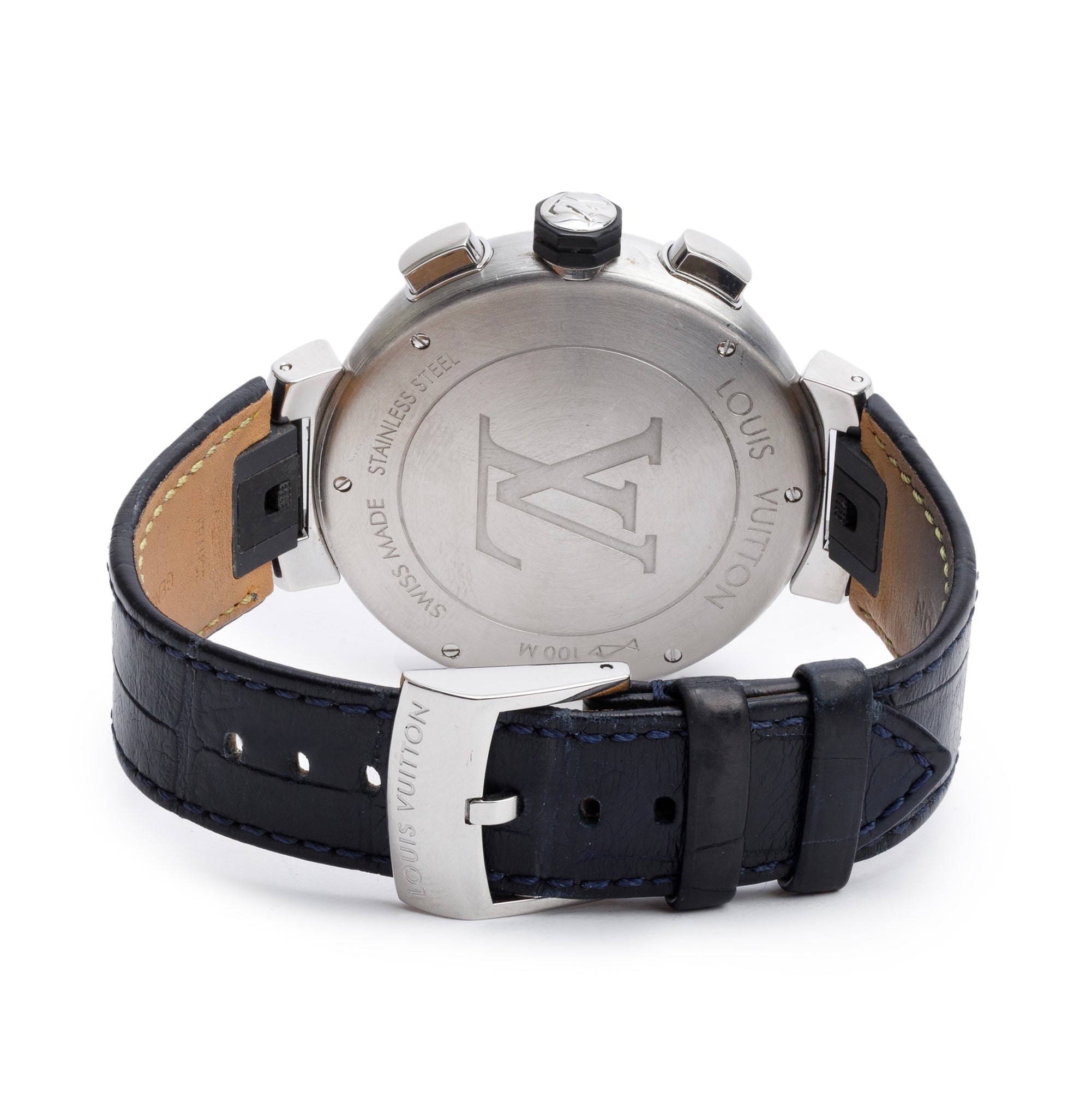 Louis Vuitton Stainless Steel Tambour 44 MM Automatic Chronograph Watch Q102V