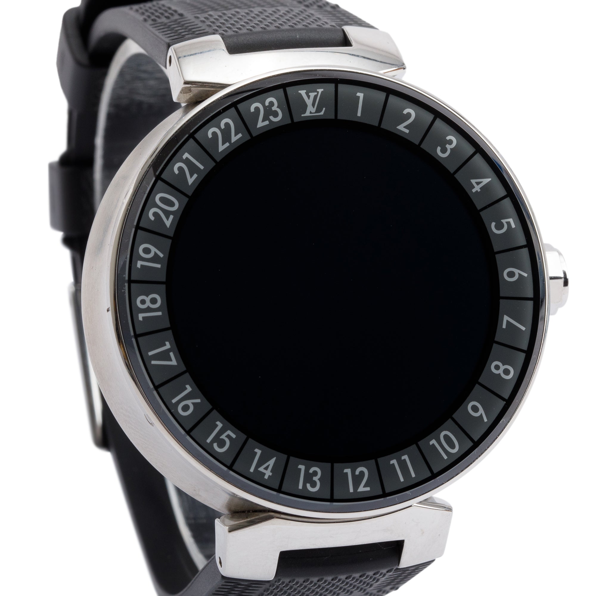 Louis Vuitton Stainless Steel Tambour Horizon 43 MM Digital Smart Watch QA004 w/ Box & Charger