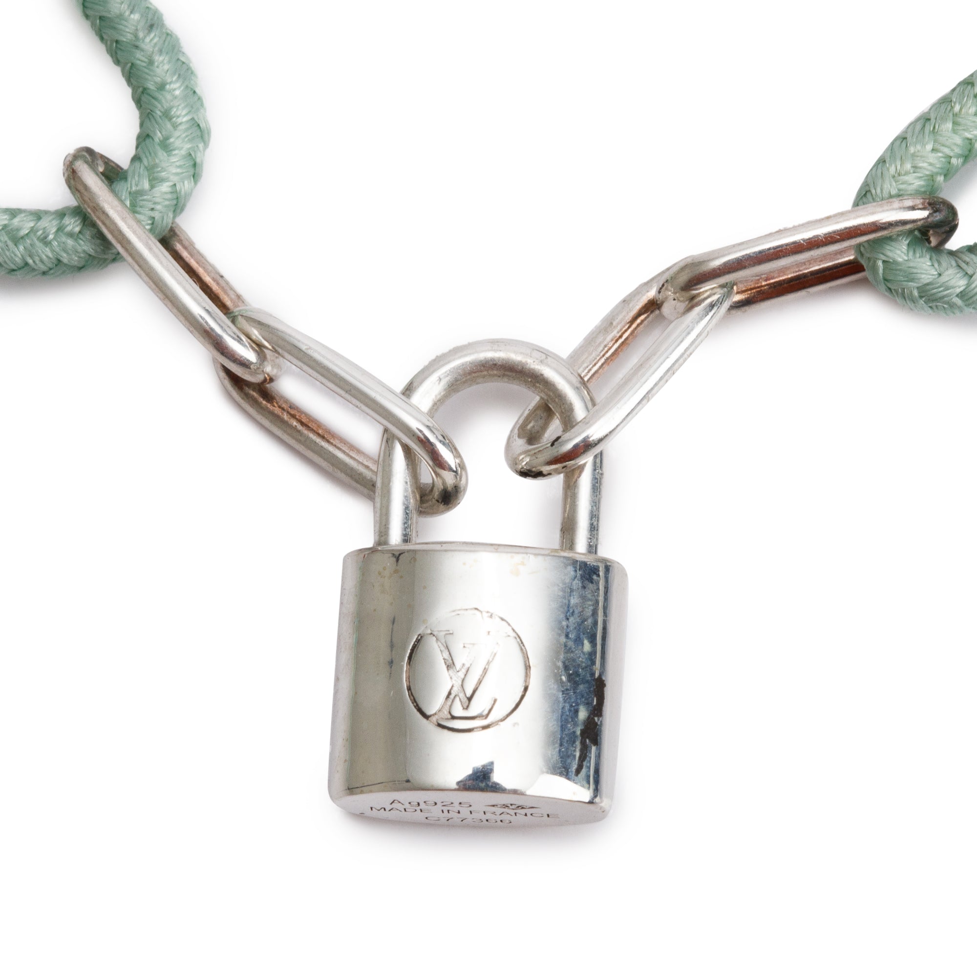 Louis Vuitton Sterling Silver Lockit X Virgil Abloh Green Cord Bracelet