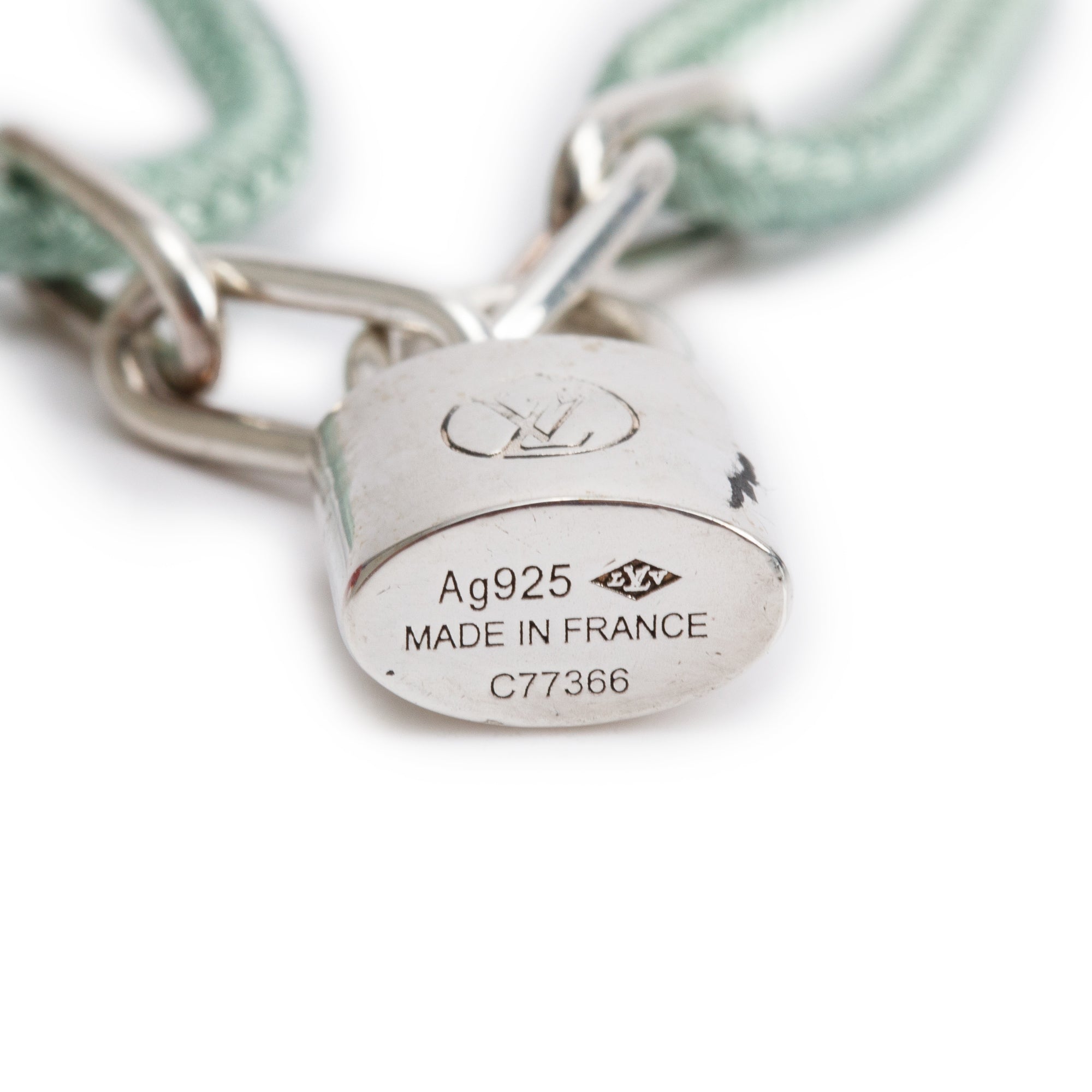 Louis Vuitton Sterling Silver Lockit X Virgil Abloh Green Cord Bracelet