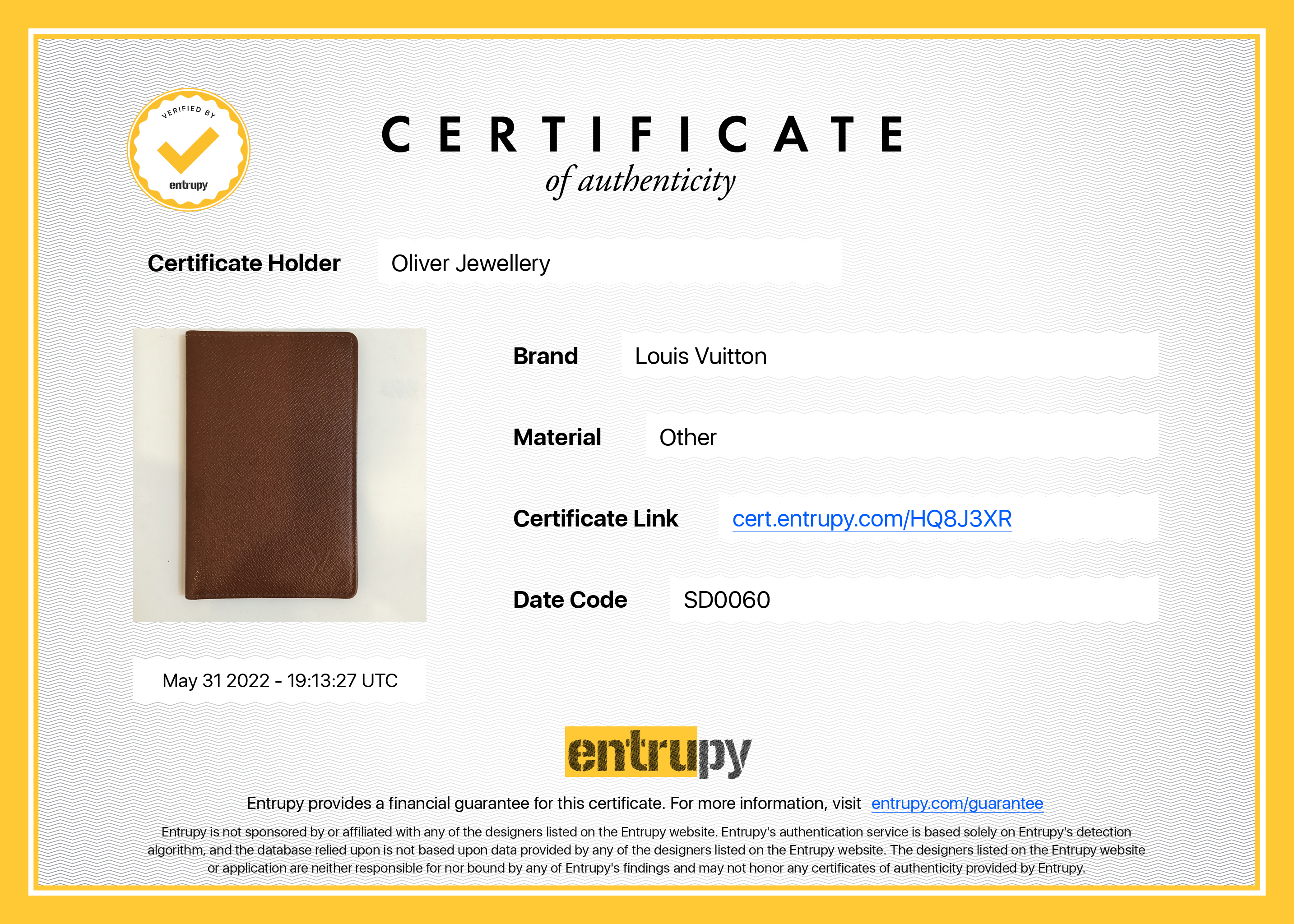 Louis Vuitton Taiga Leather ID Card Holder Wallet w/ Box