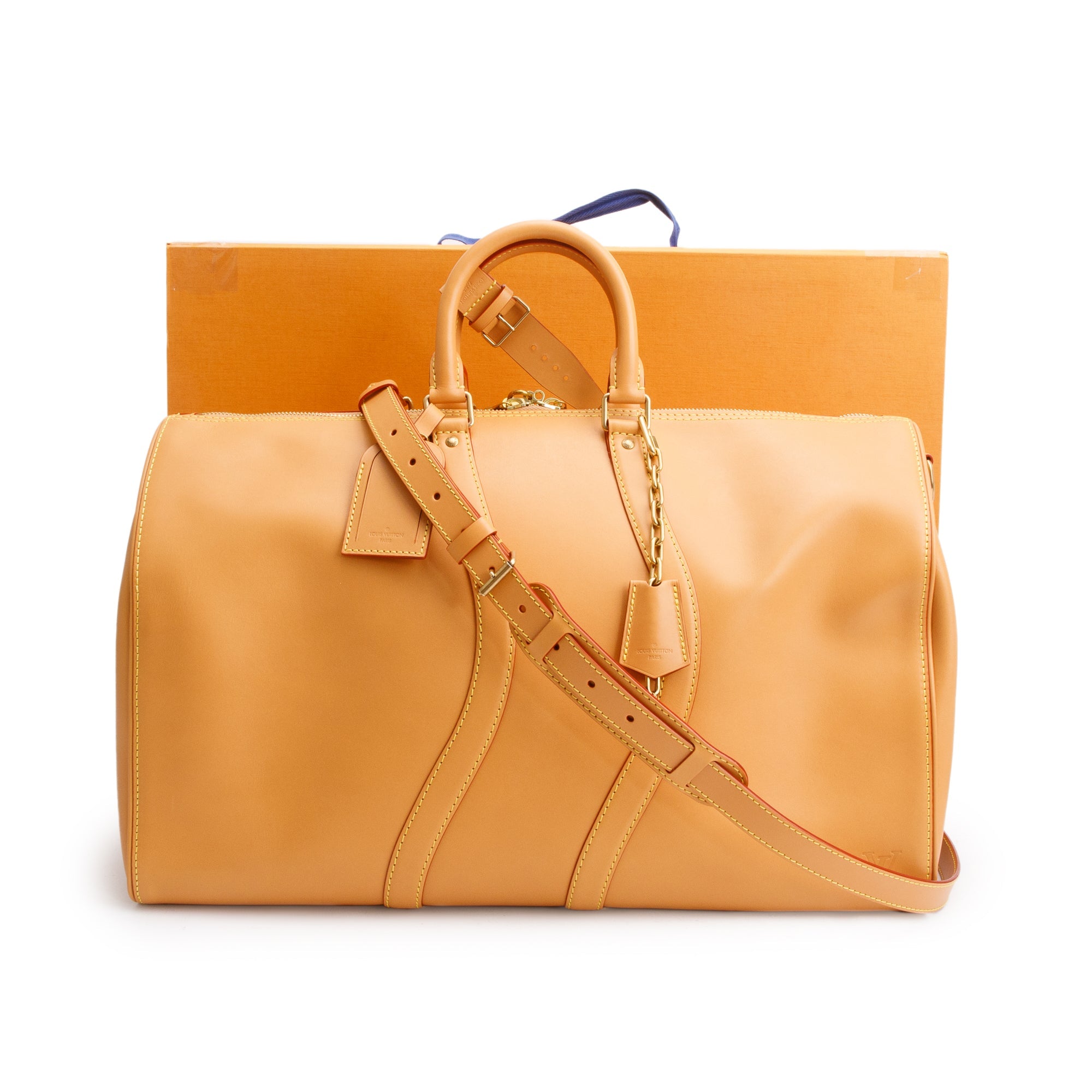 Louis Vuitton Tan Vachetta Leather Wavy Keepall Bandouliere 50 w/ Box