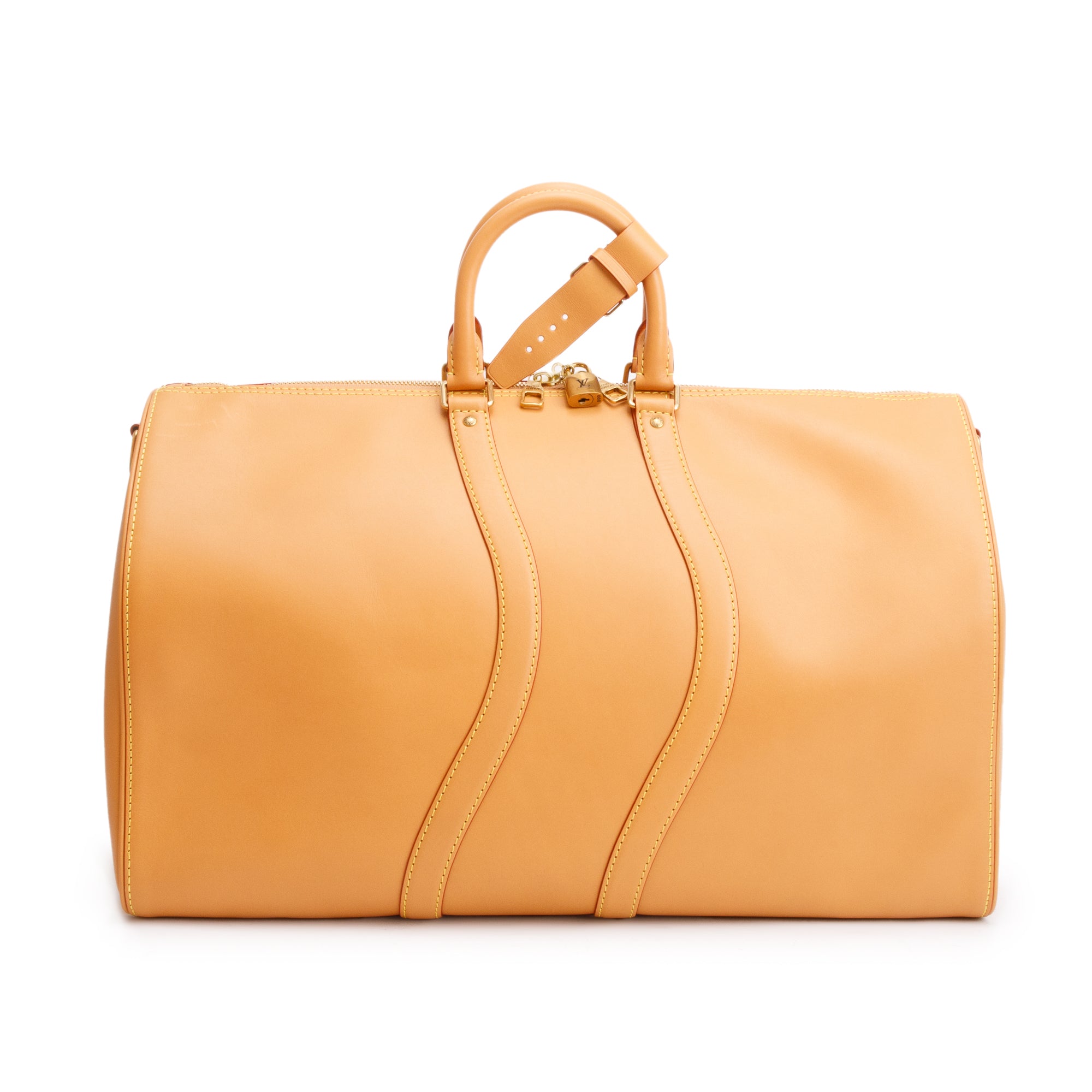 Louis Vuitton Tan Vachetta Leather Wavy Keepall Bandouliere 50 w/ Box