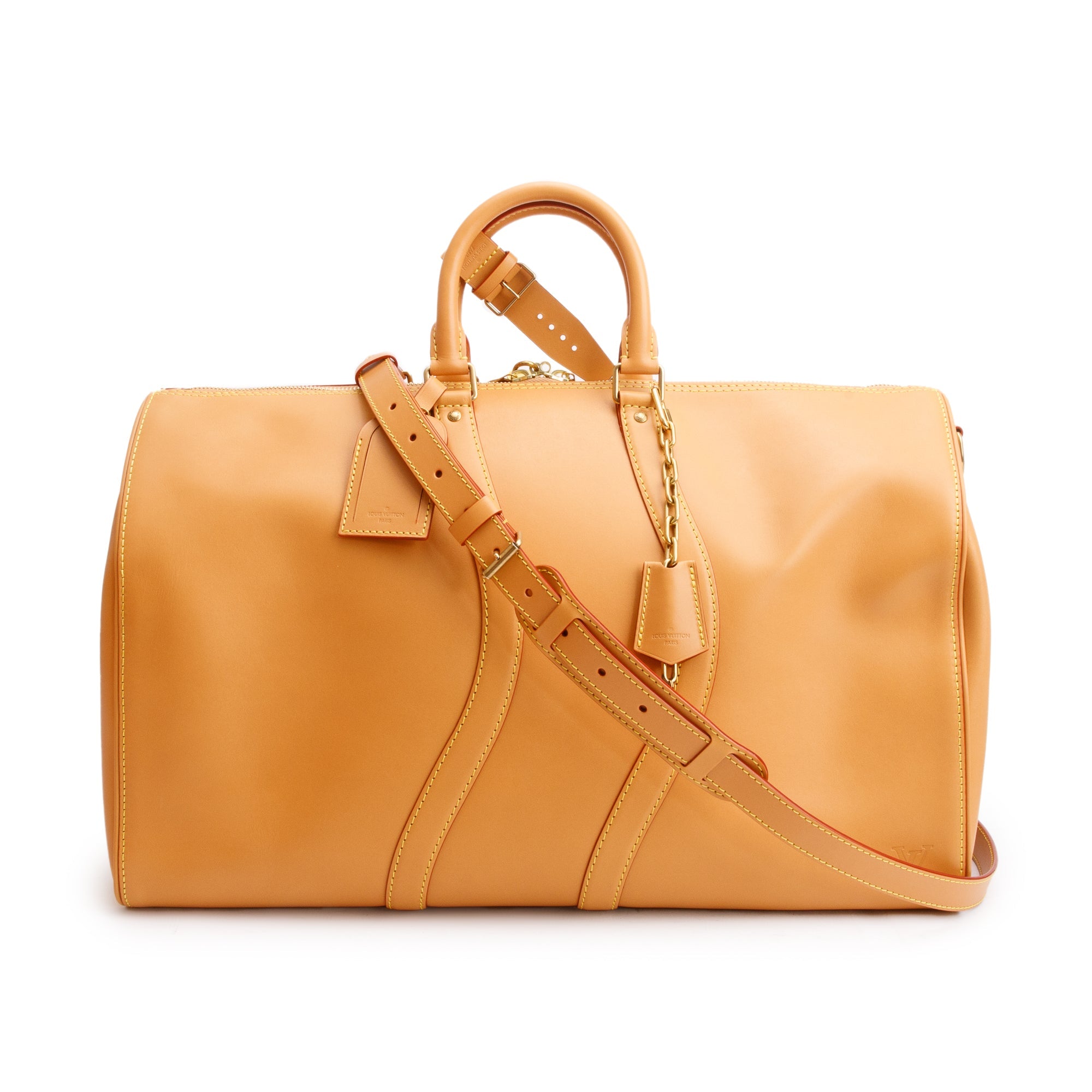 Louis Vuitton Tan Vachetta Leather Wavy Keepall Bandouliere 50 w/ Box