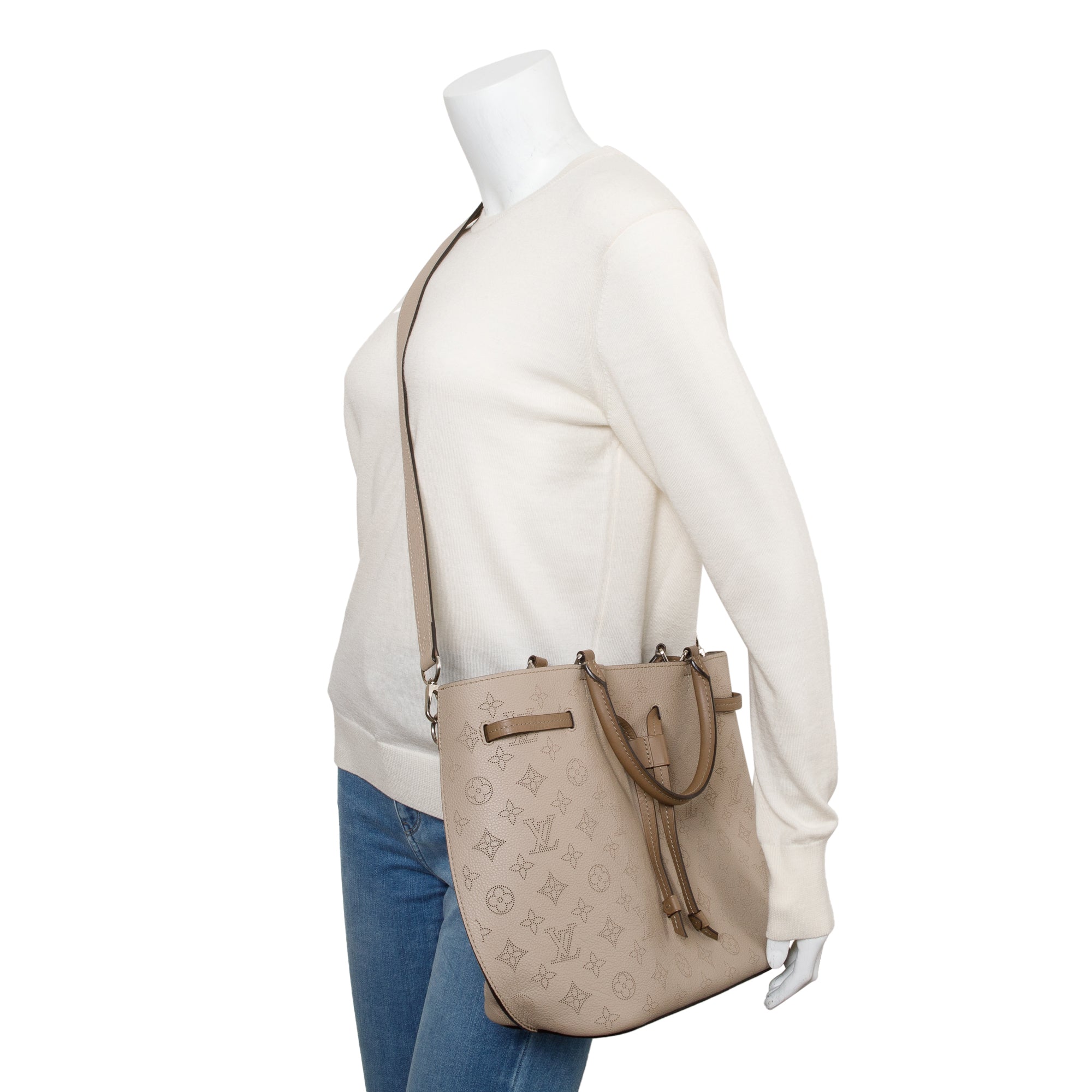 Louis Vuitton Taupe Monogram Mahina Girolata w/ Strap & Pouch