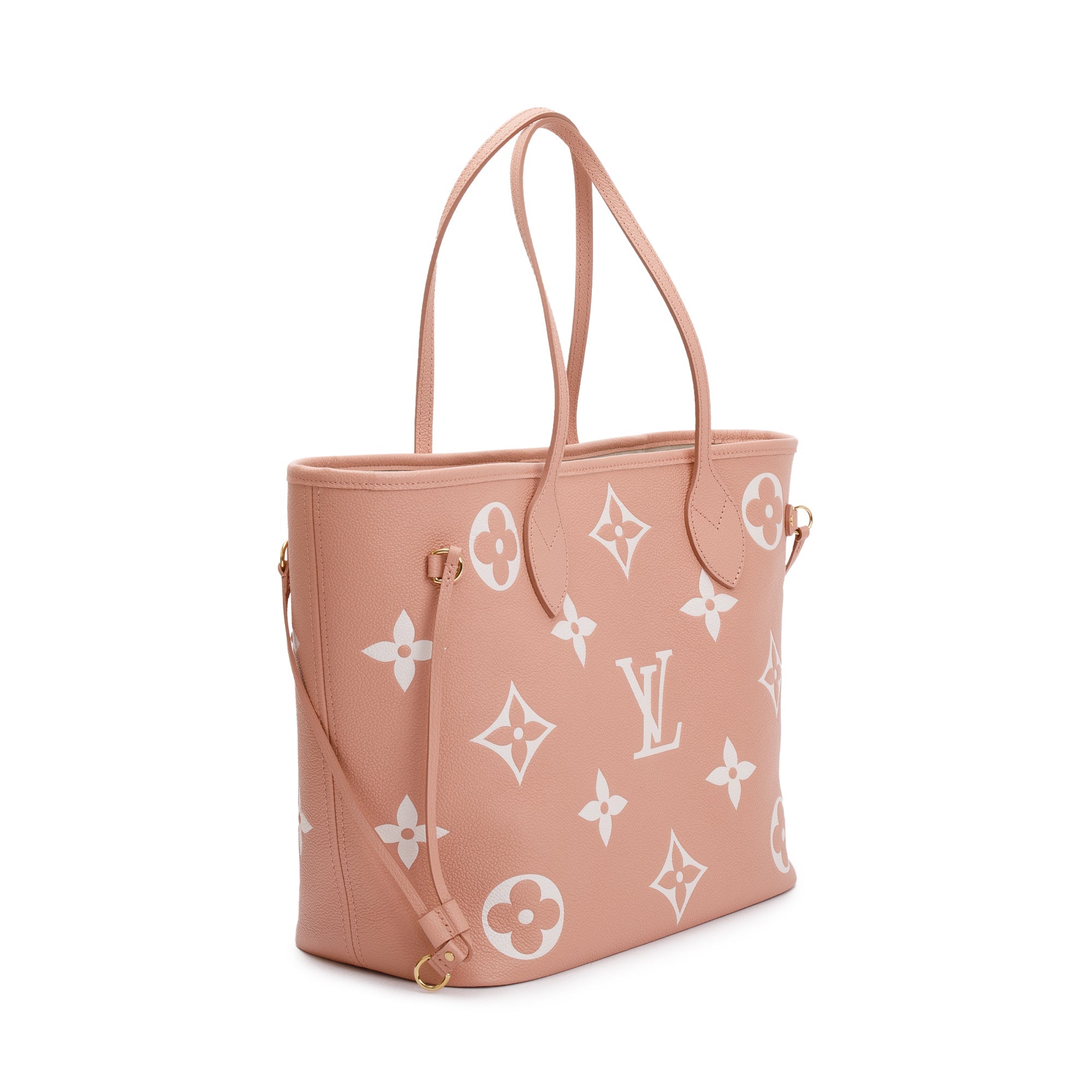 Louis Vuitton Trianon Pink Cream Monogram Giant Empreinte Leather Neverfull MM w/ Pouch