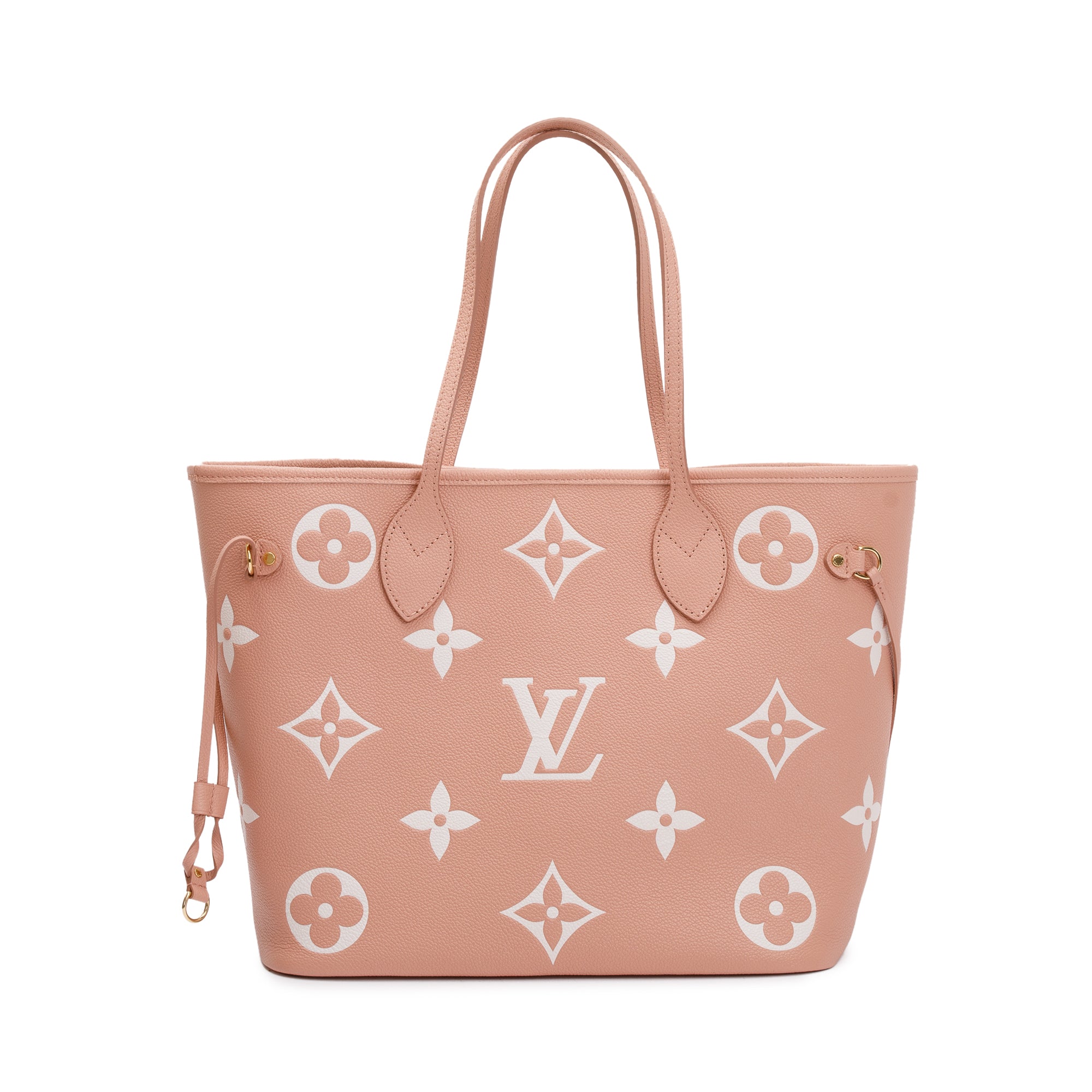 Louis Vuitton Trianon Pink Cream Monogram Giant Empreinte Leather Neverfull MM w/ Pouch