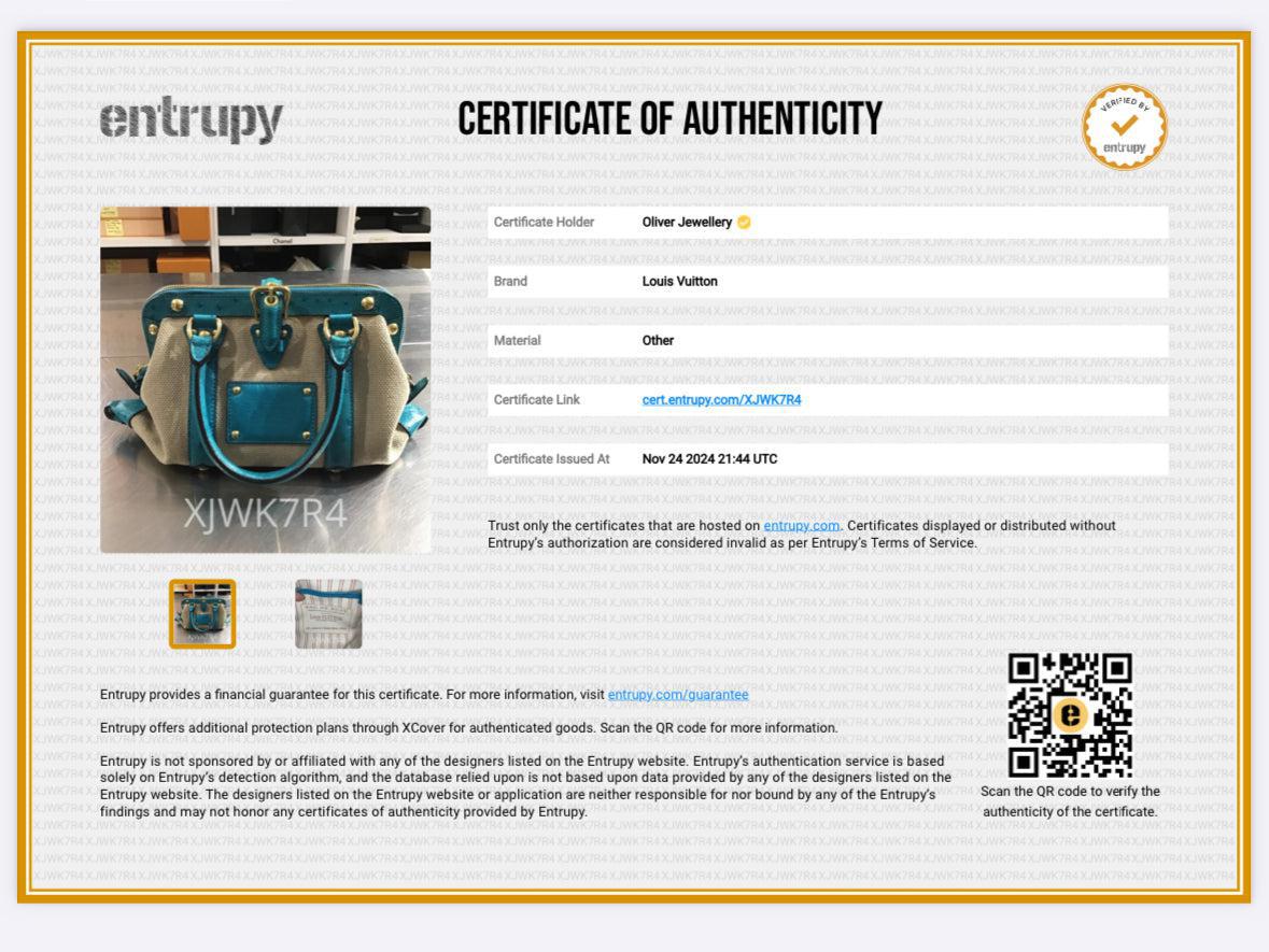 Louis Vuitton Turquiose Ostrich Sac de Nuit Toile Trianon MM Bag