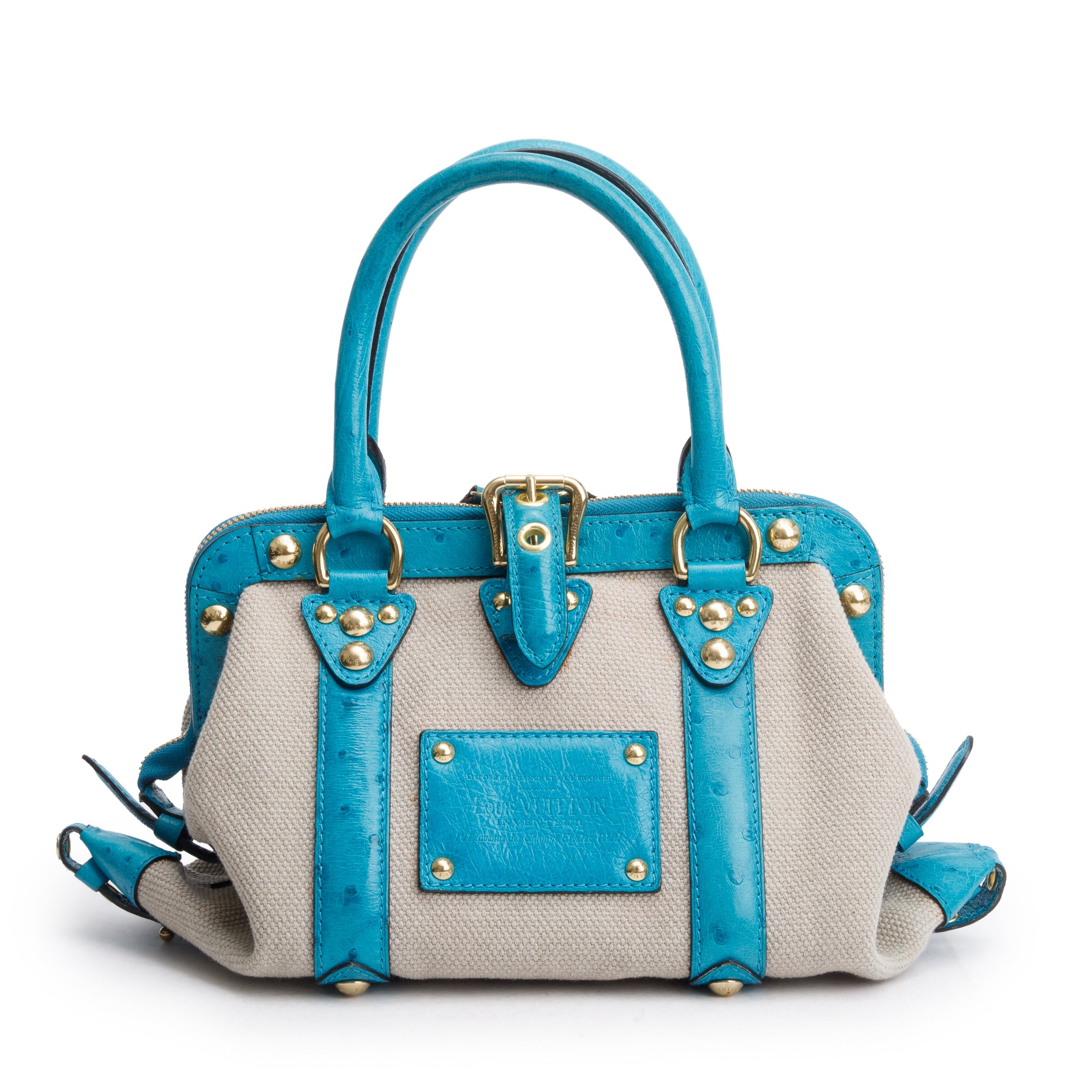 Louis Vuitton Turquiose Ostrich Sac de Nuit Toile Trianon MM Bag