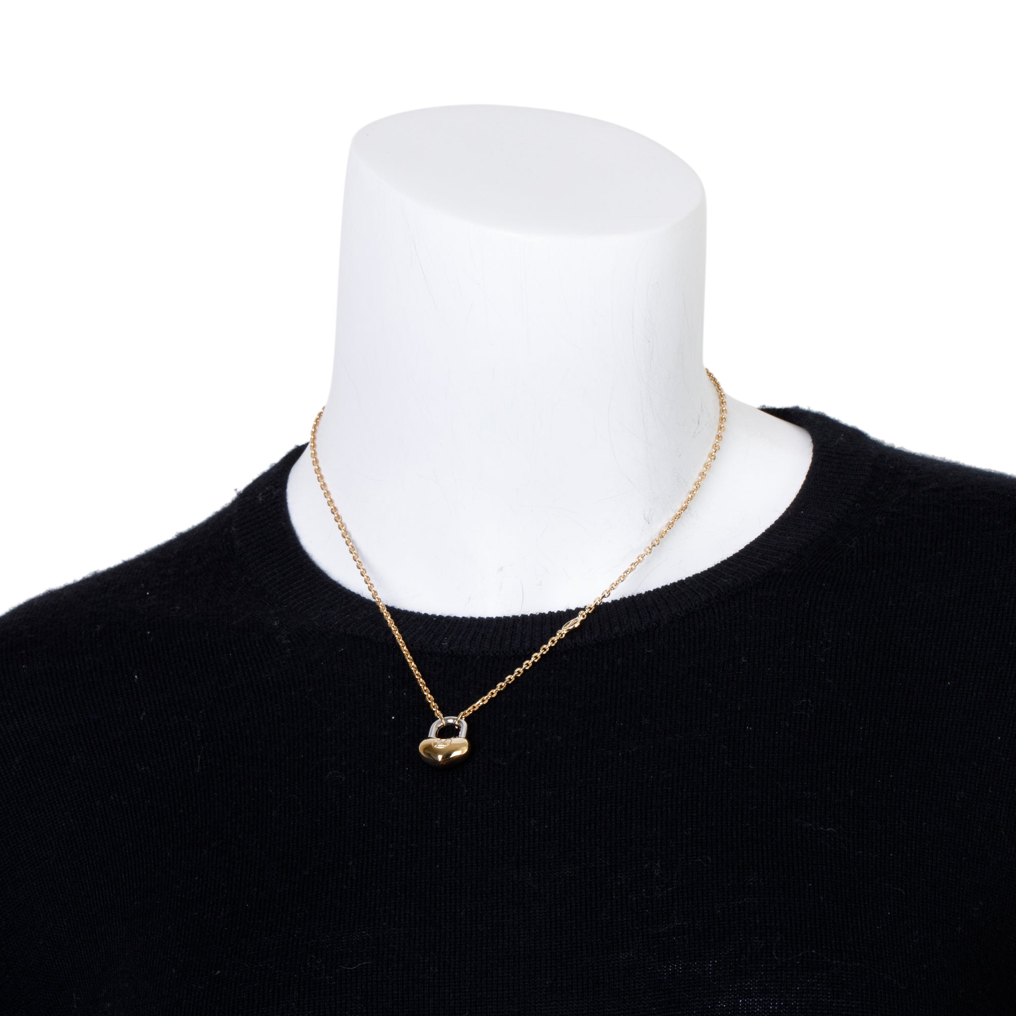 Louis Vuitton Two-Tone Brass Crazy in Lock Pendant Necklace