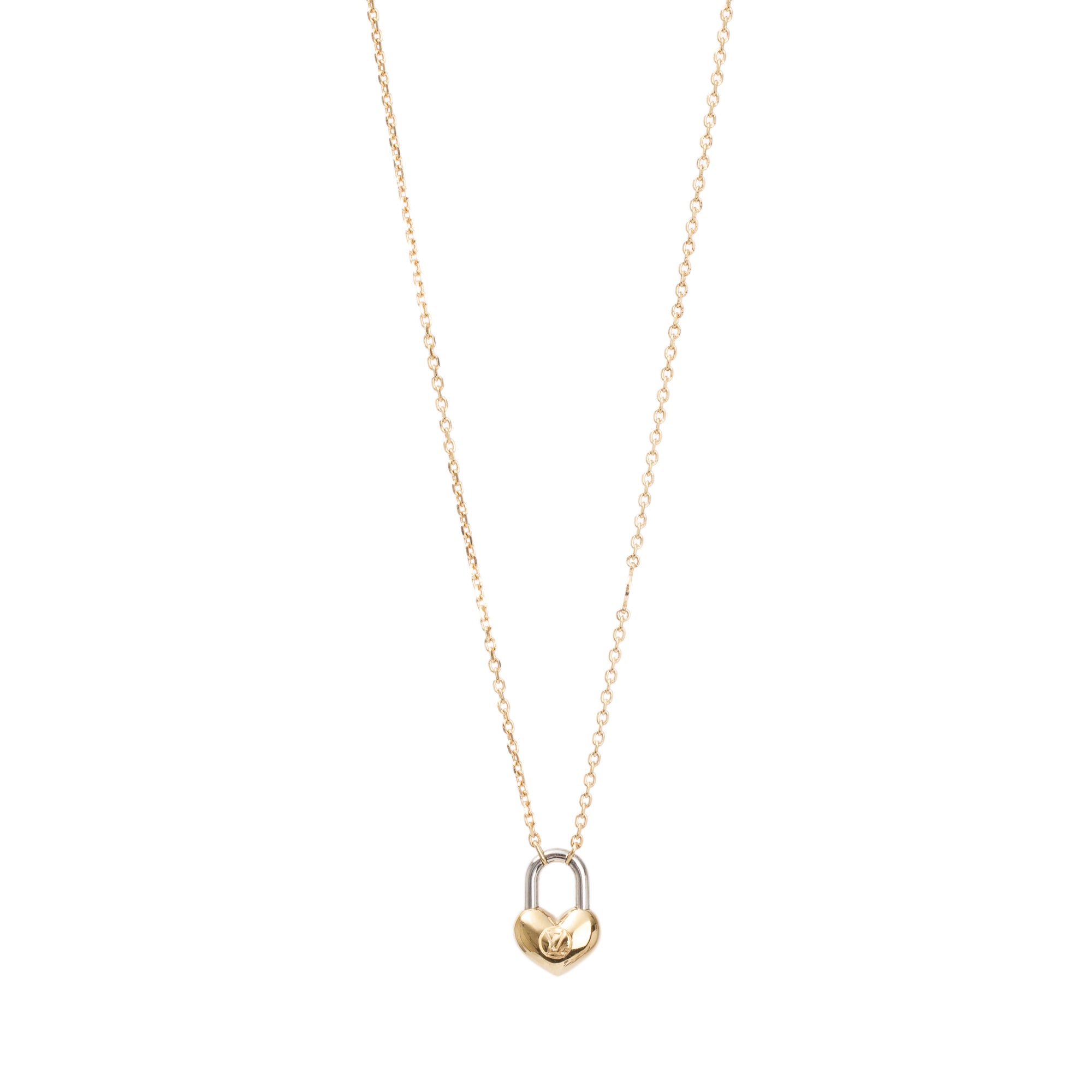 Louis Vuitton Two-Tone Brass Crazy in Lock Pendant Necklace