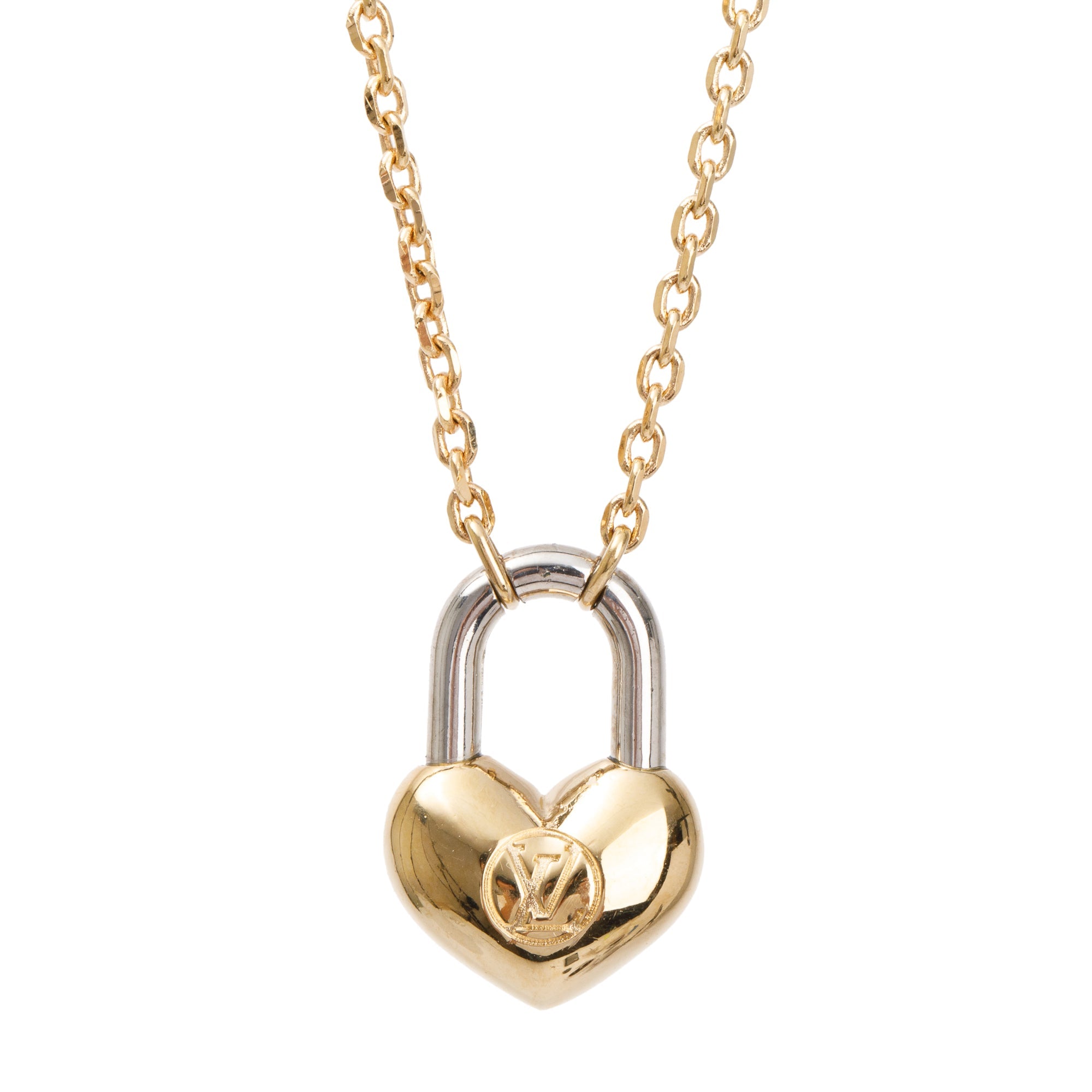 Louis Vuitton Two-Tone Brass Crazy in Lock Pendant Necklace