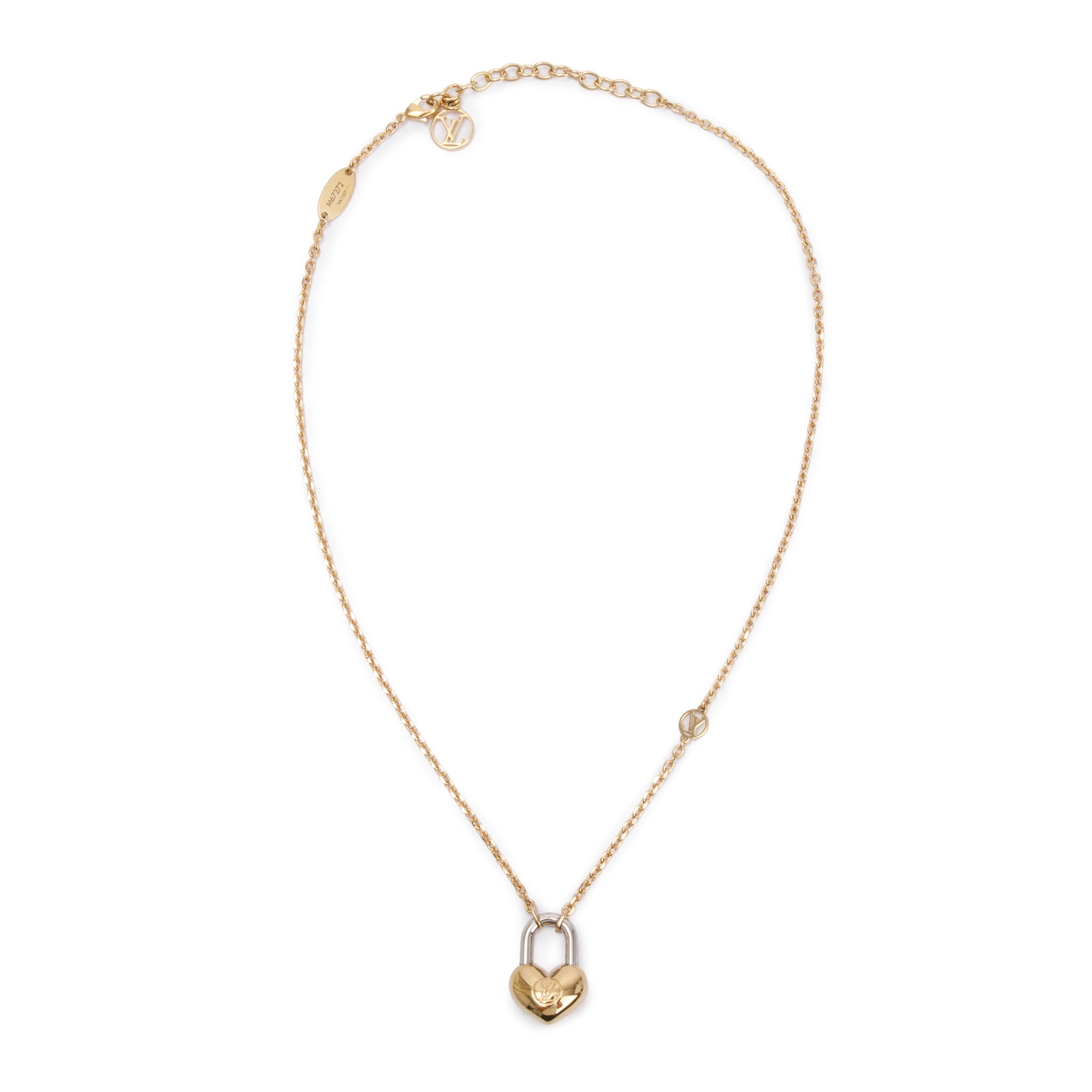 Louis Vuitton Two-Tone Brass Crazy in Lock Pendant Necklace