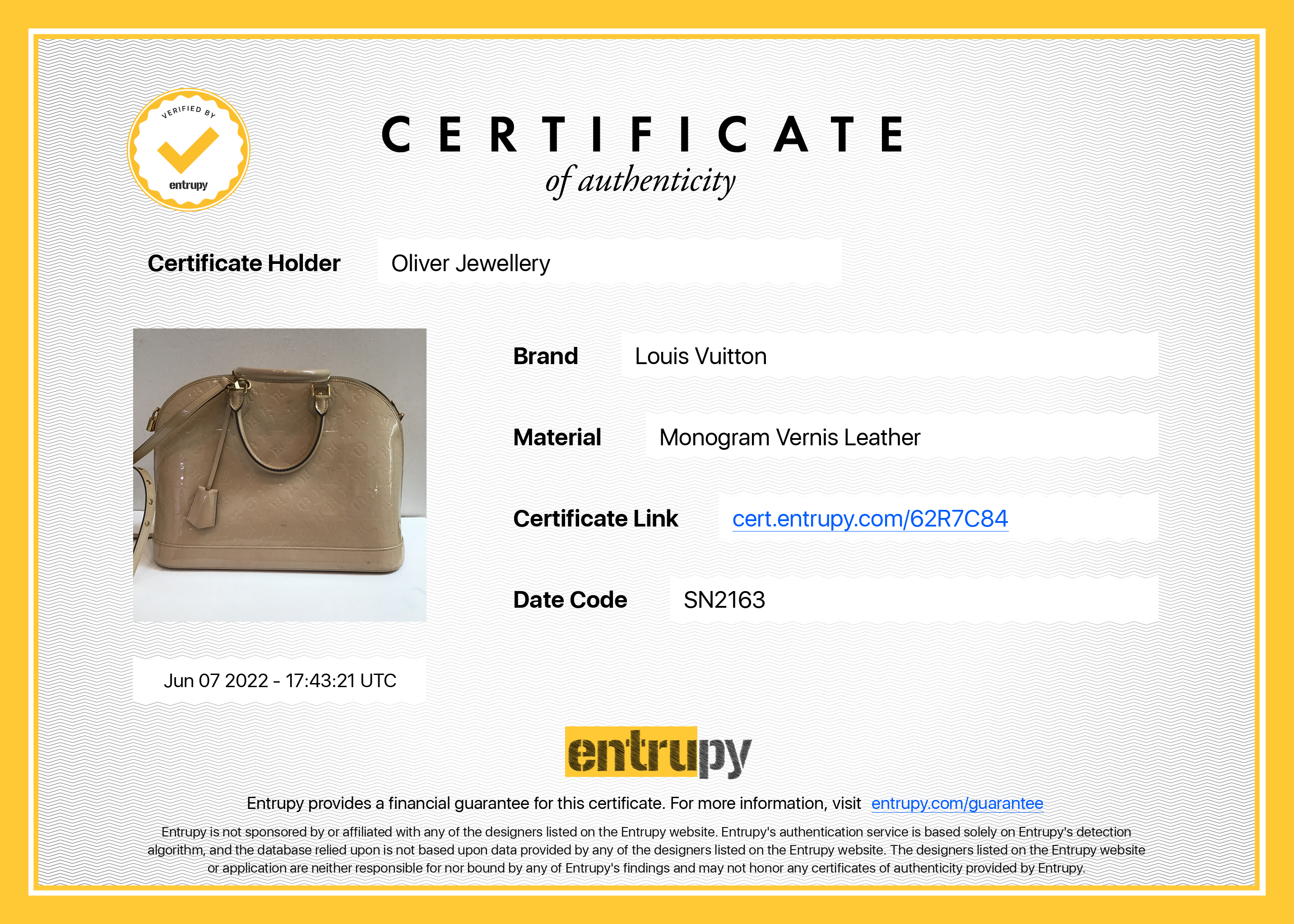 Louis Vuitton Vernis Alma GM (Bag is damaged)