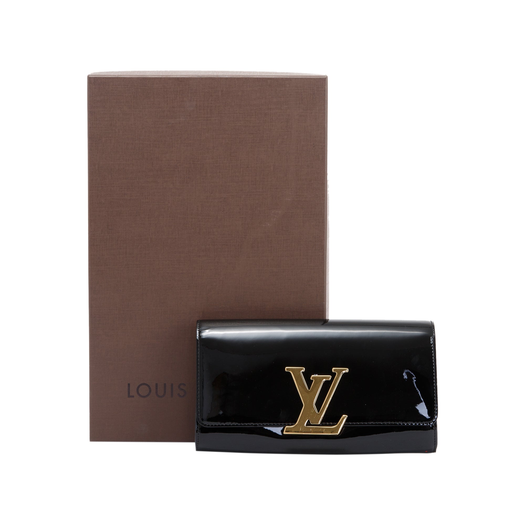 Louis Vuitton Vernis Leather Louise Clutch w/ Box