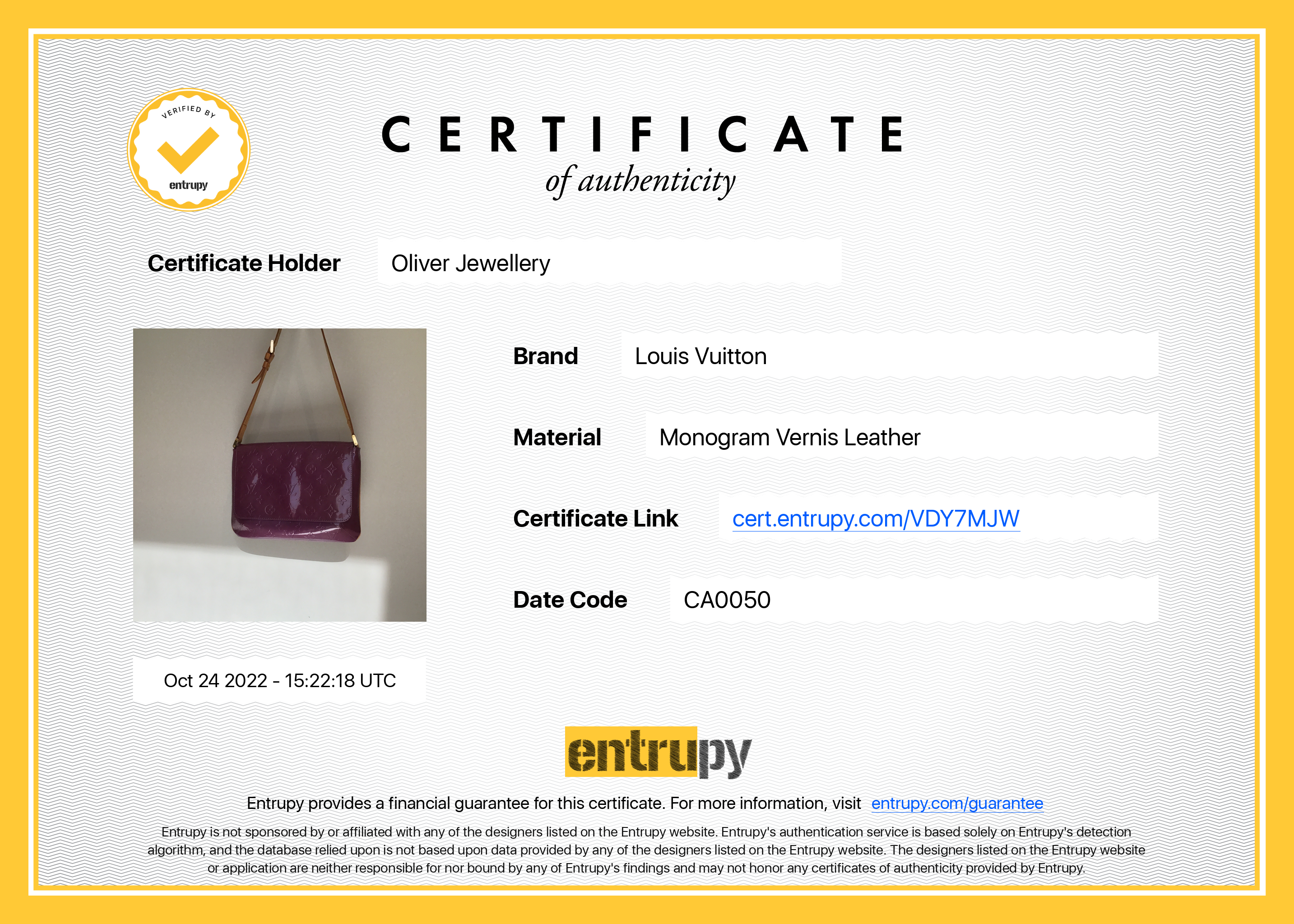 Louis Vuitton Vernis Thompson Street Bag