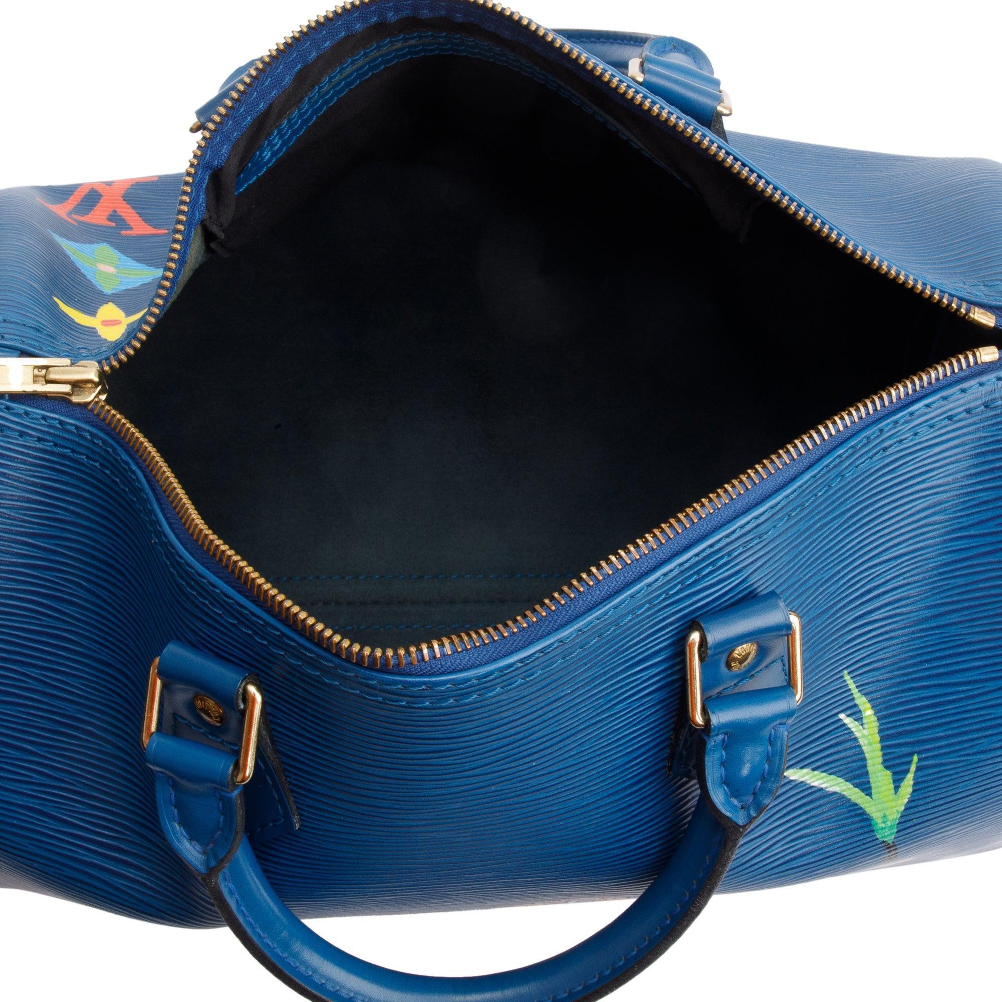 Louis Vuitton Vintage Blue Hand Painted Epi Leather Speedy 30