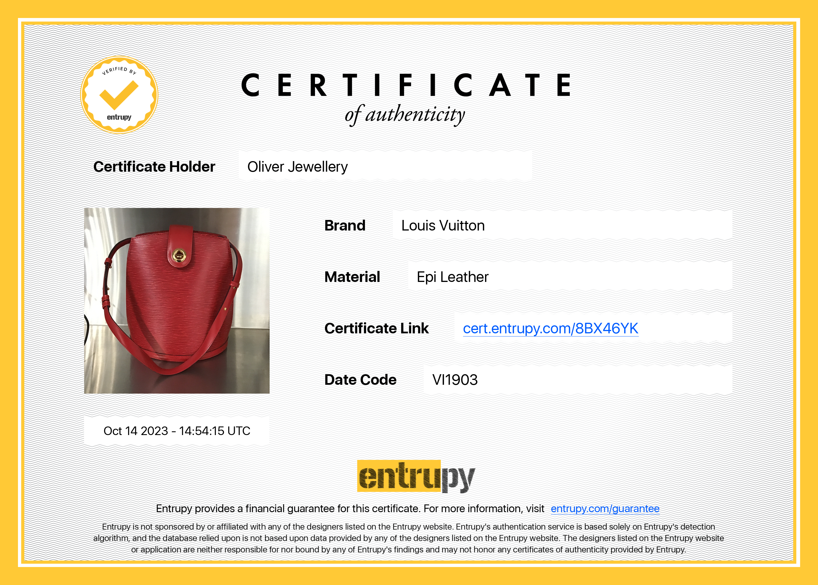 Louis Vuitton Vintage Red Epi Leather Cluny Bag