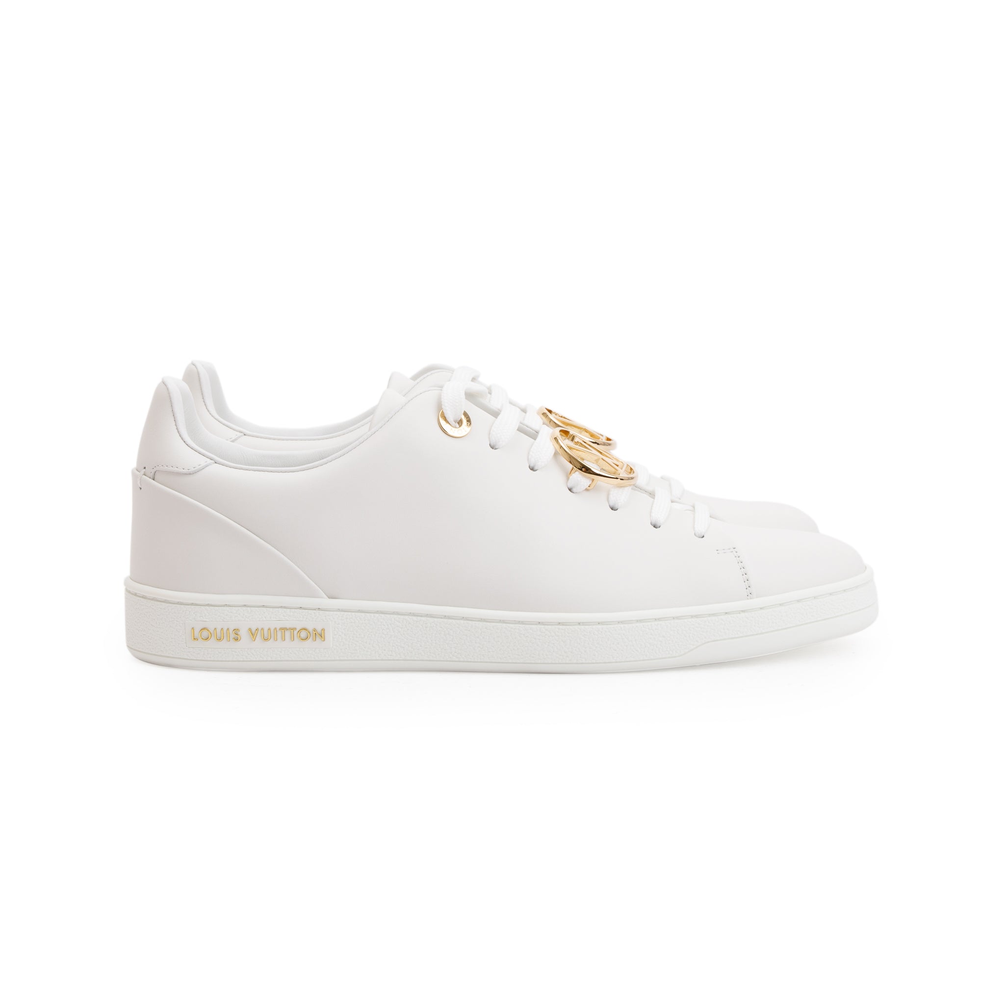 Louis Vuitton White Calfskin Leather Frontrow Trainer Sneakers, Size 39 w/ Box