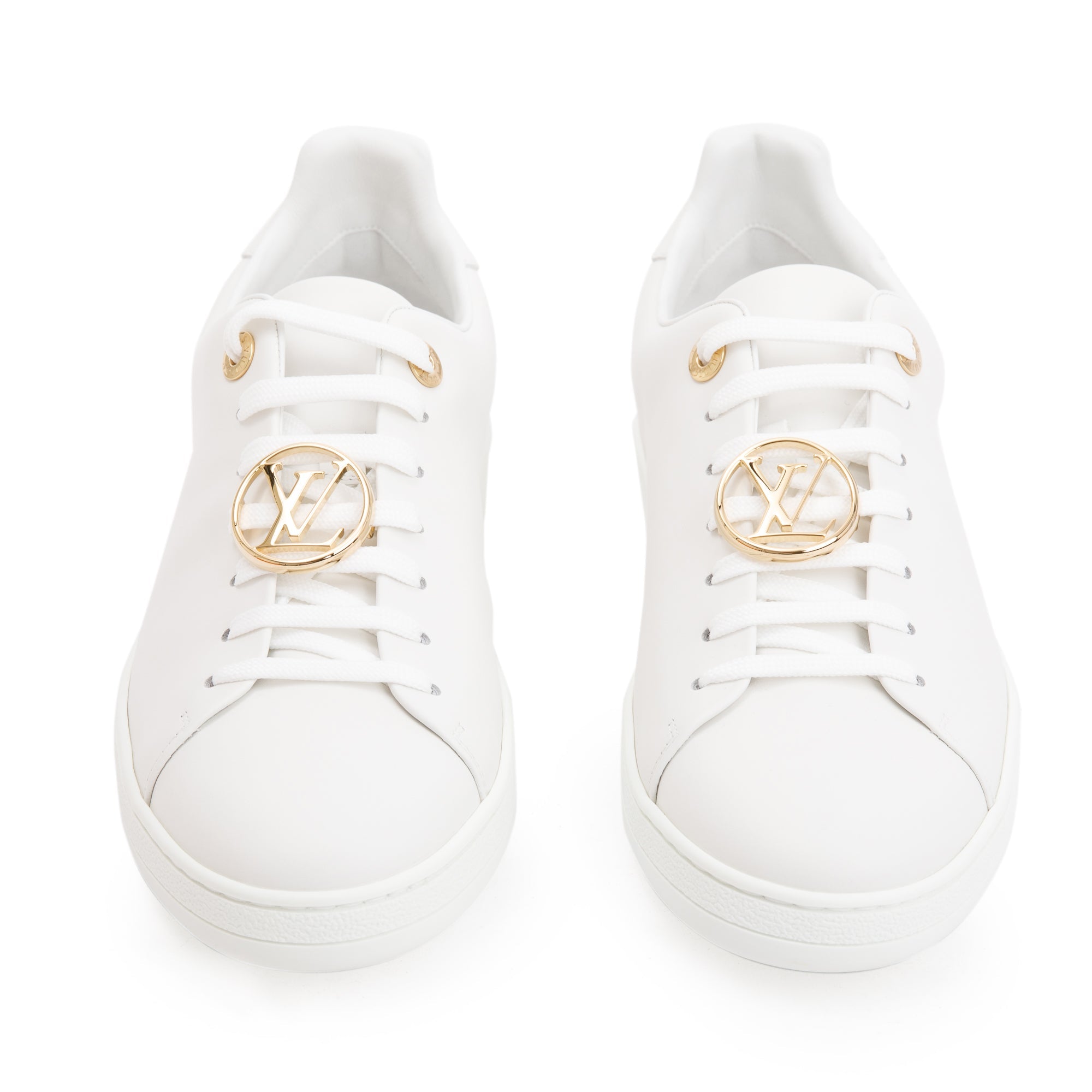 Louis Vuitton White Calfskin Leather Frontrow Trainer Sneakers, Size 39 w/ Box