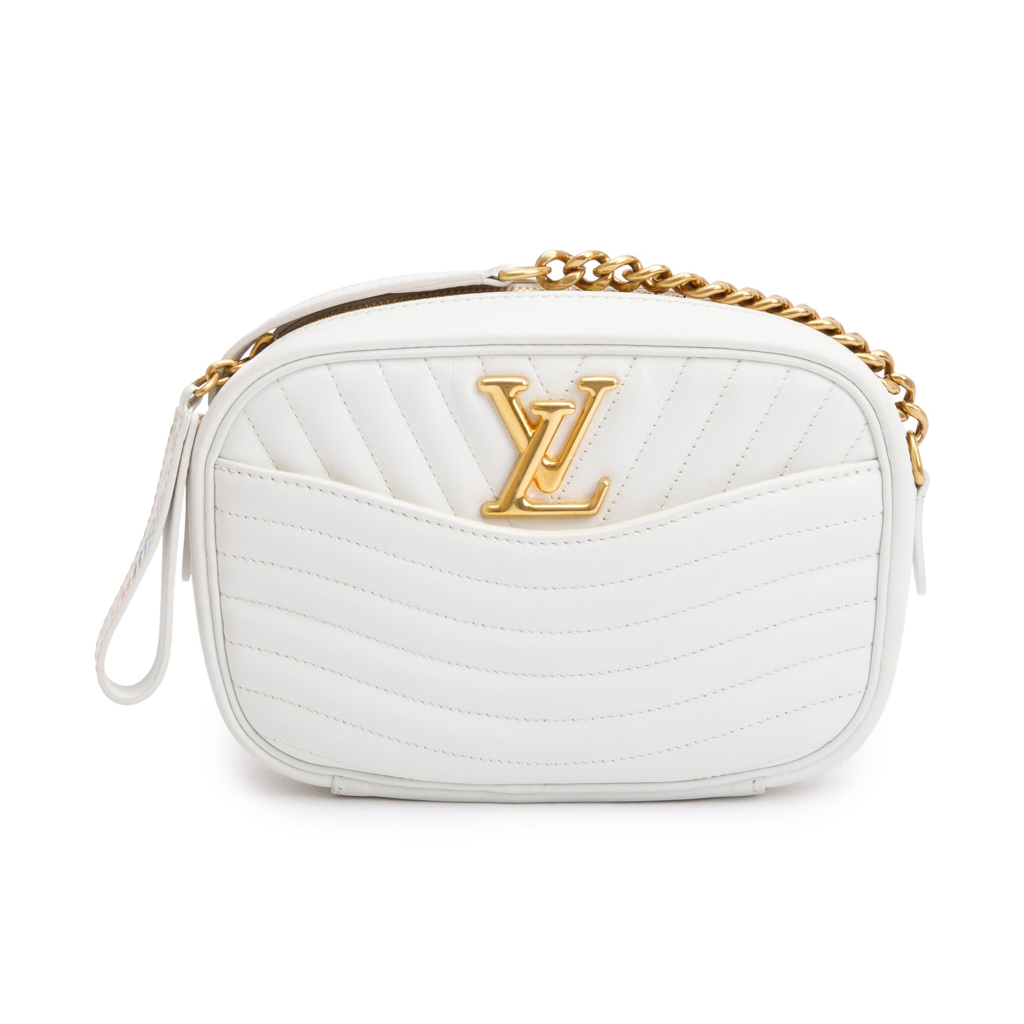 Louis Vuitton White Calfskin Leather New Wave Camera Bag w/ Box