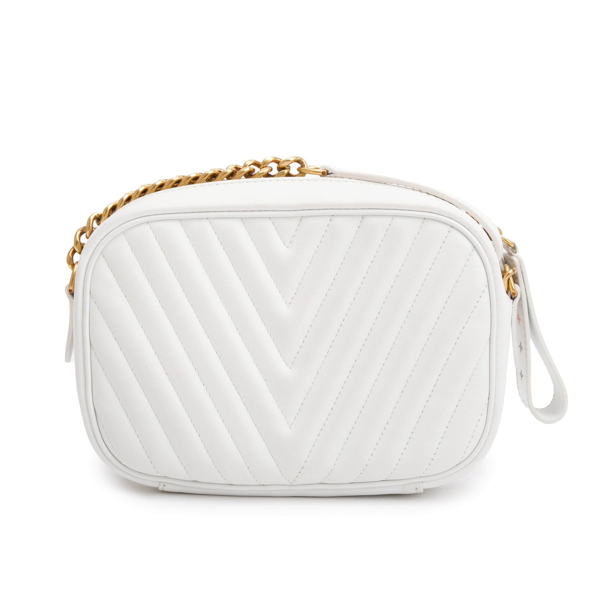 Louis Vuitton White Calfskin Leather New Wave Camera Bag w/ Box