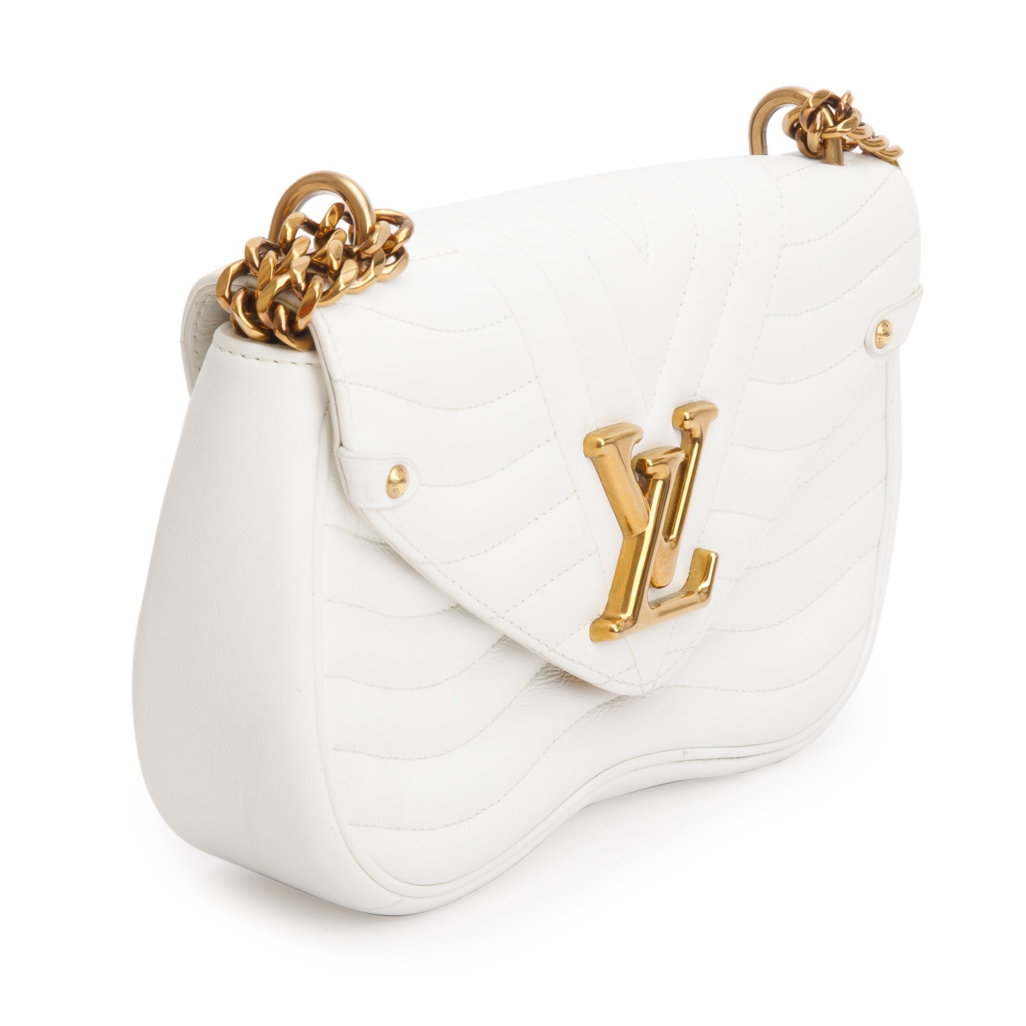 Louis Vuitton White Cowhide Leather New Wave Chain Bag MM