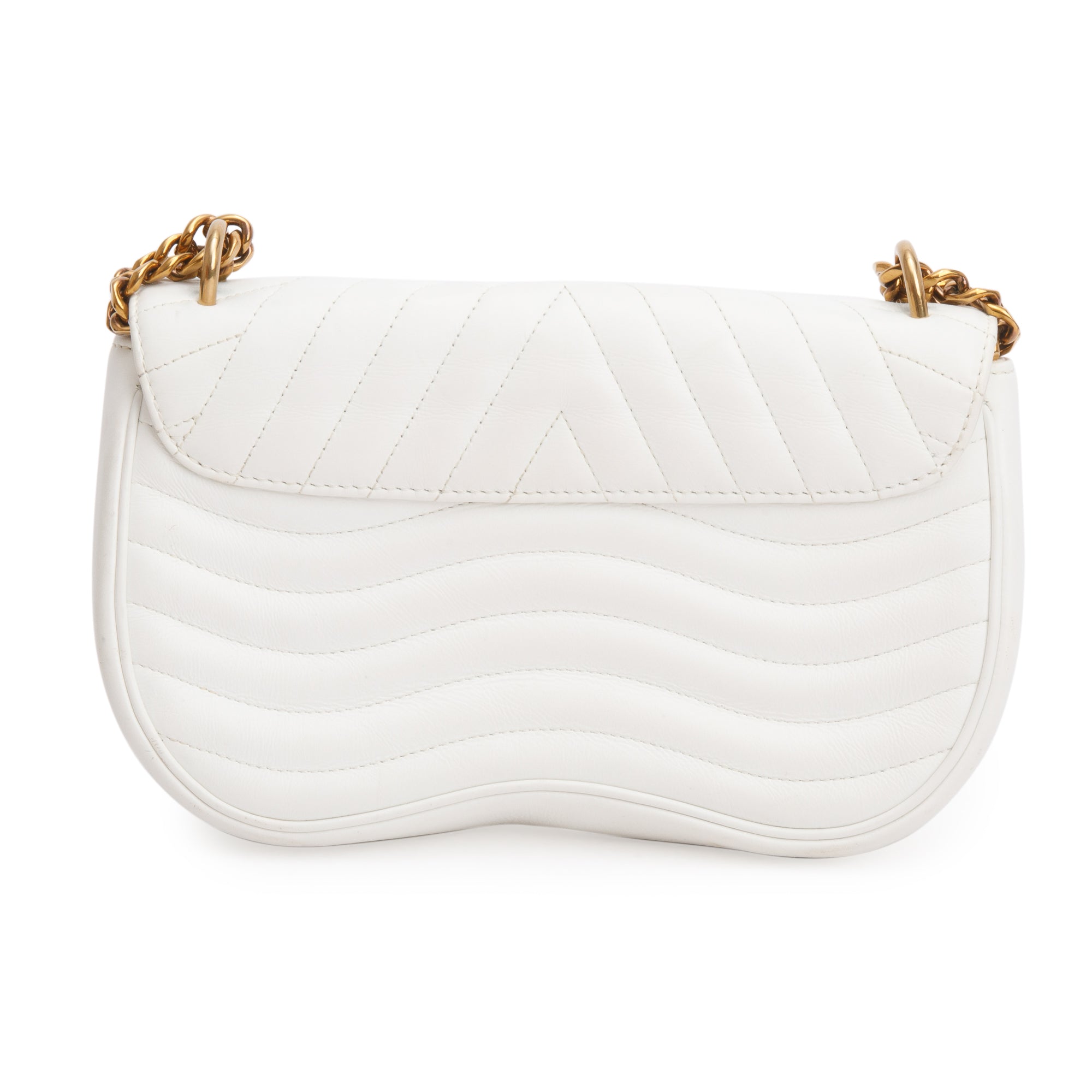 Louis Vuitton White Cowhide Leather New Wave Chain Bag MM