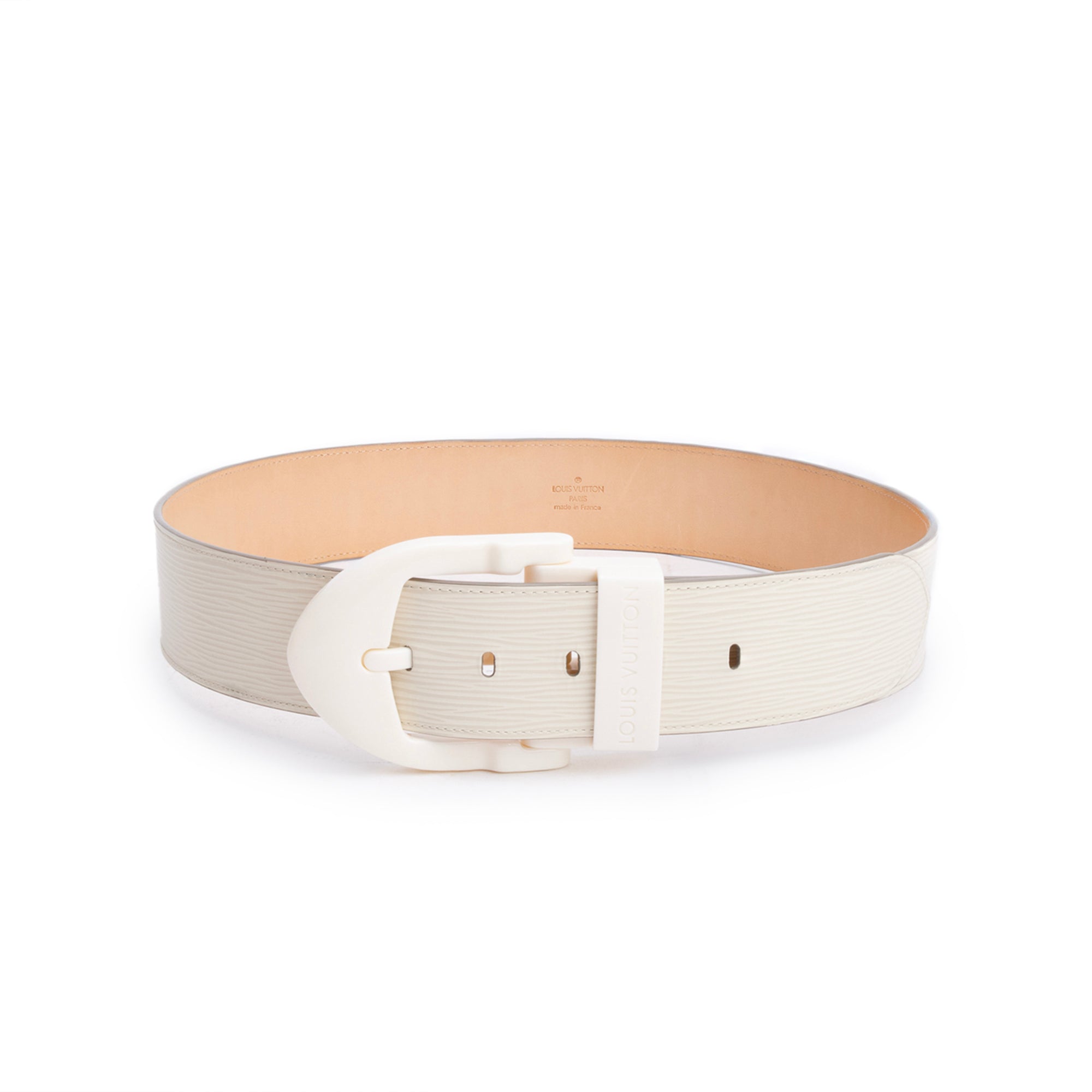 Louis Vuitton White Epi Leather And Resin Buckle Belt 90 36