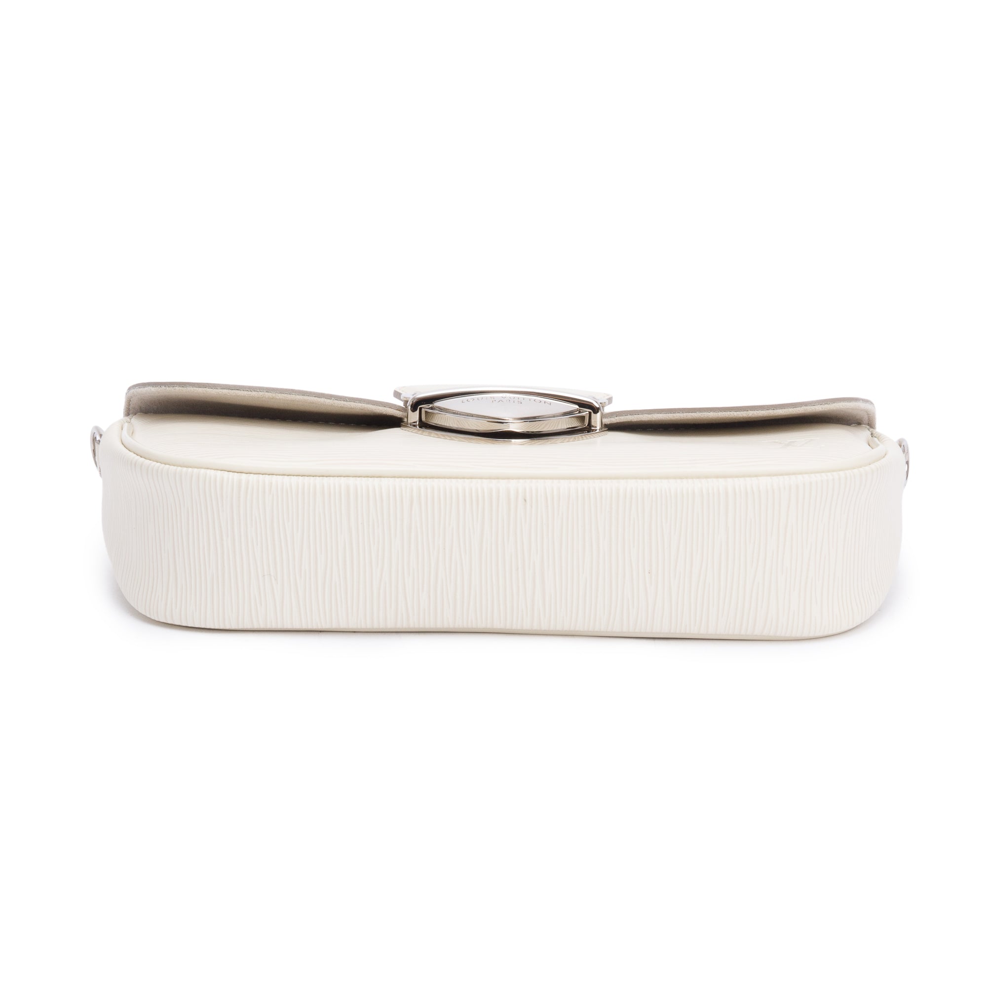 Louis Vuitton White Epi Leather Montaigne Clutch w/ Strap