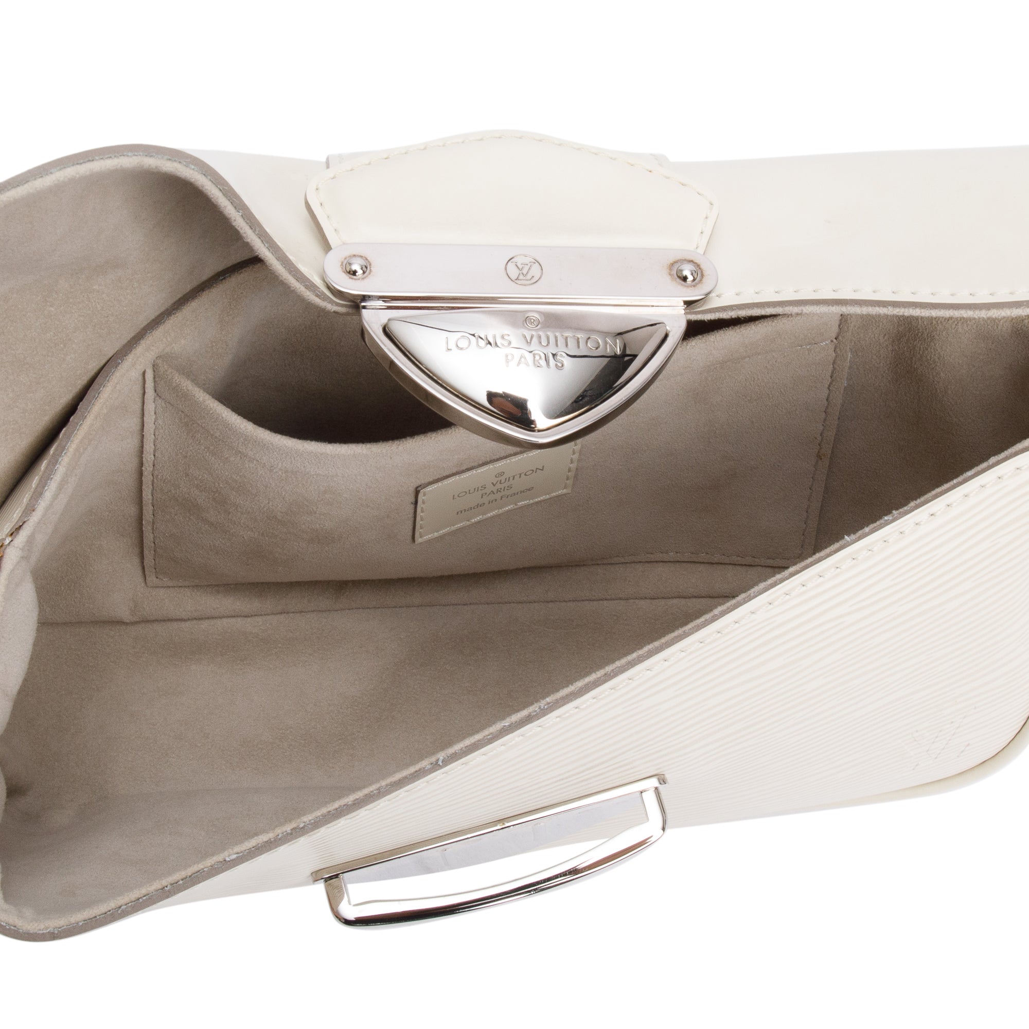 Louis Vuitton White Epi Leather Montaigne Clutch w/ Strap