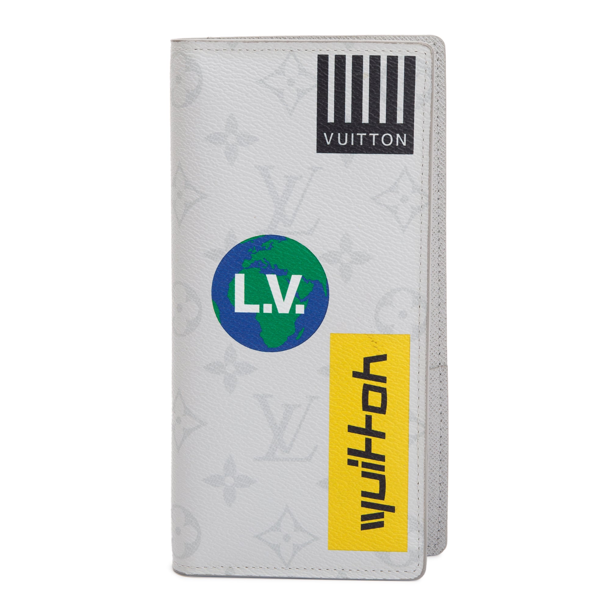 Louis Vuitton White Monogram Limited Edition Logo Story Brazza Wallet w/ Box