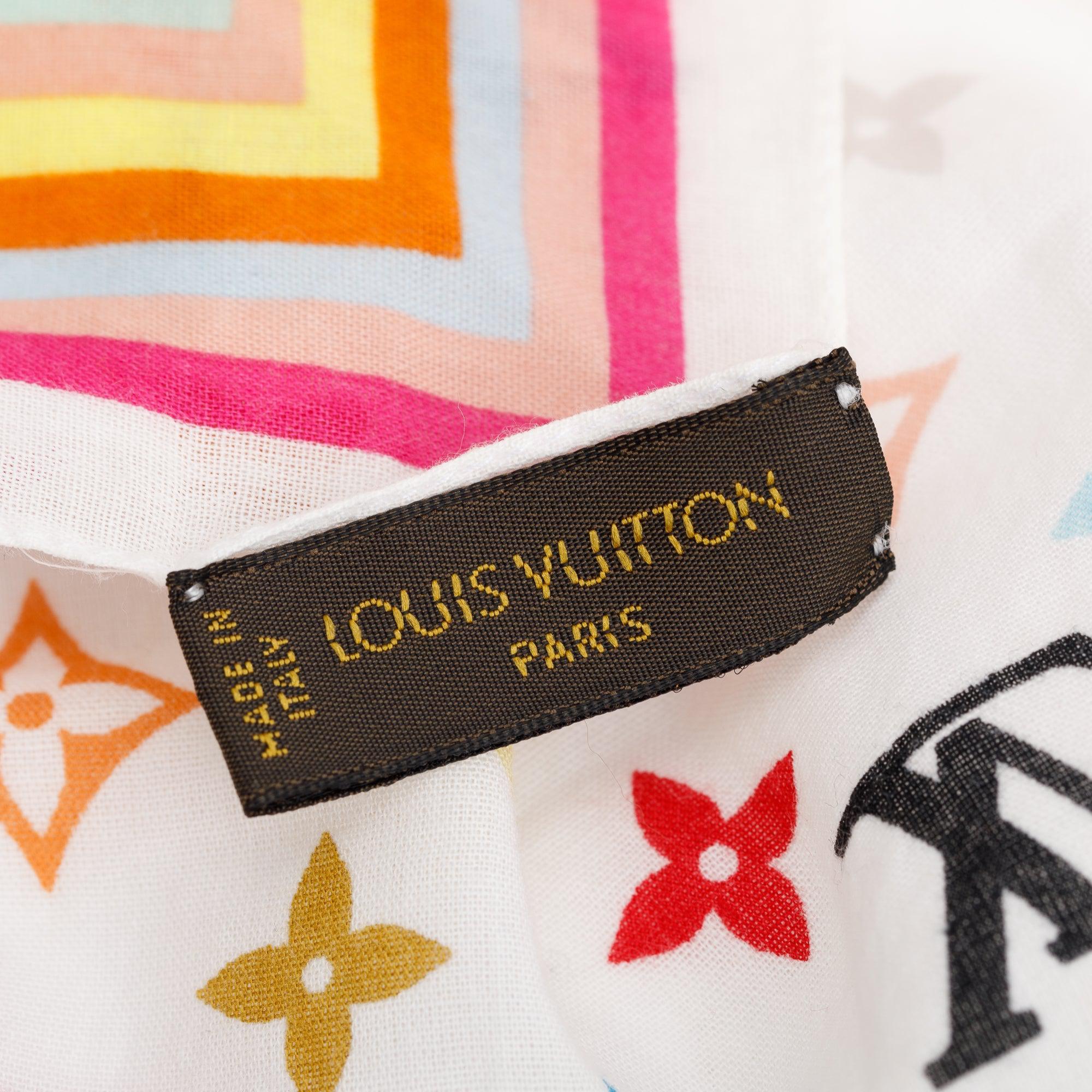 Louis Vuitton White Monogram Multicolor Square Silk Scarf