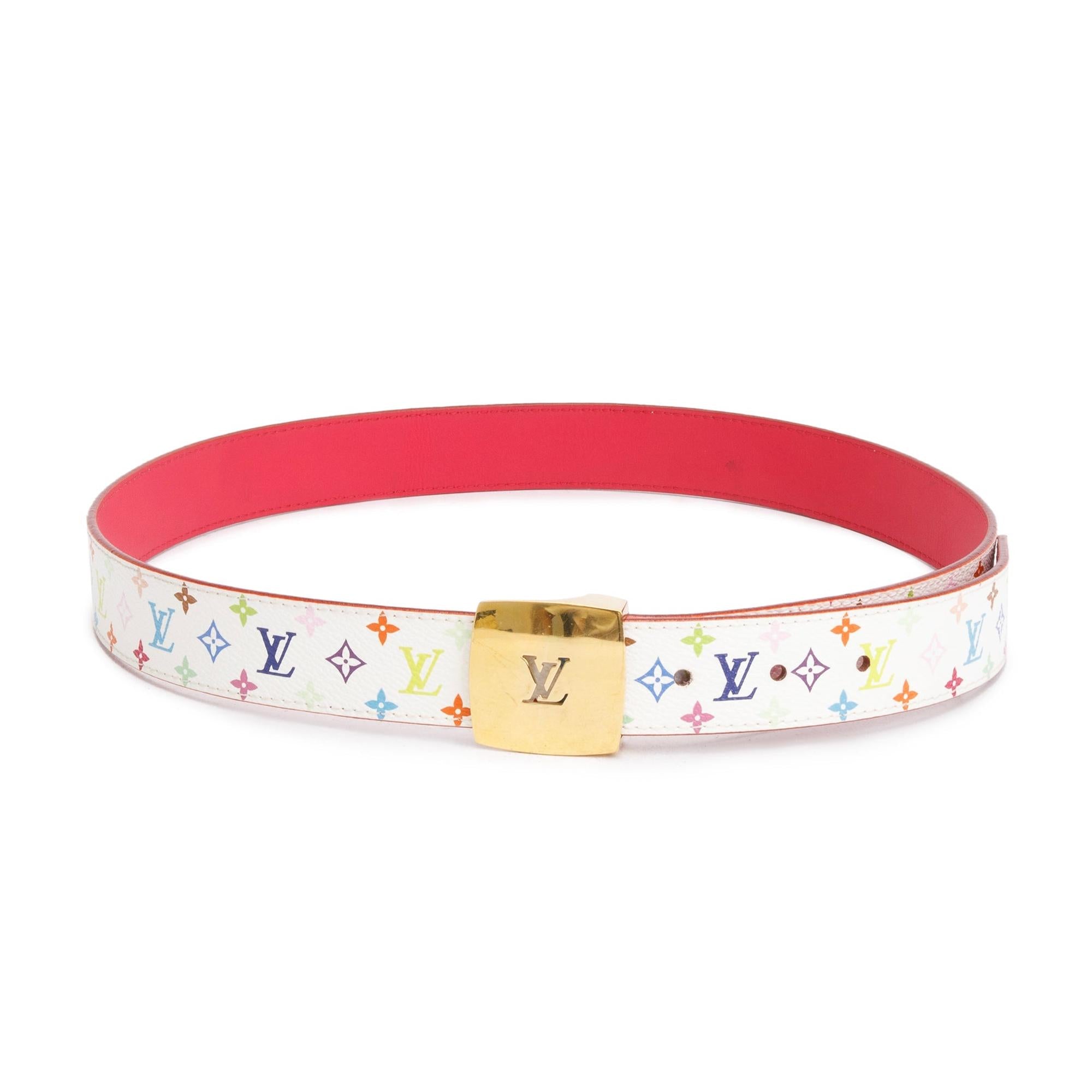 Louis Vuitton White Monogram Multicolore 30MM Belt 85 34