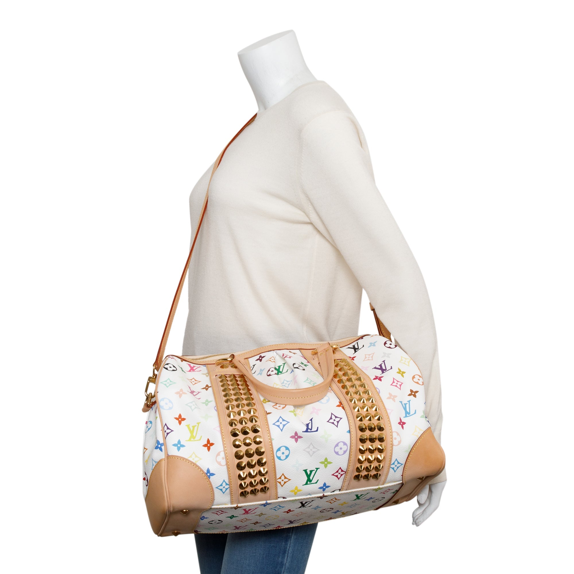 Louis Vuitton White Monogram Multicolore Courtney GM w/ Strap