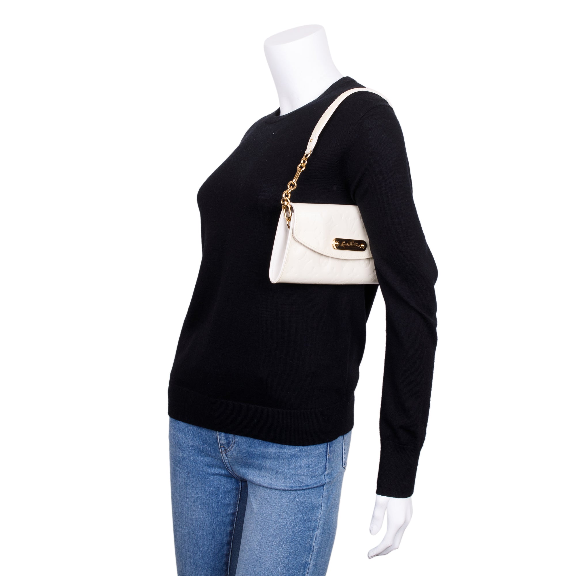 Louis Vuitton White Monogram Vernis Leather Sunset Boulevard Clutch w/ Box