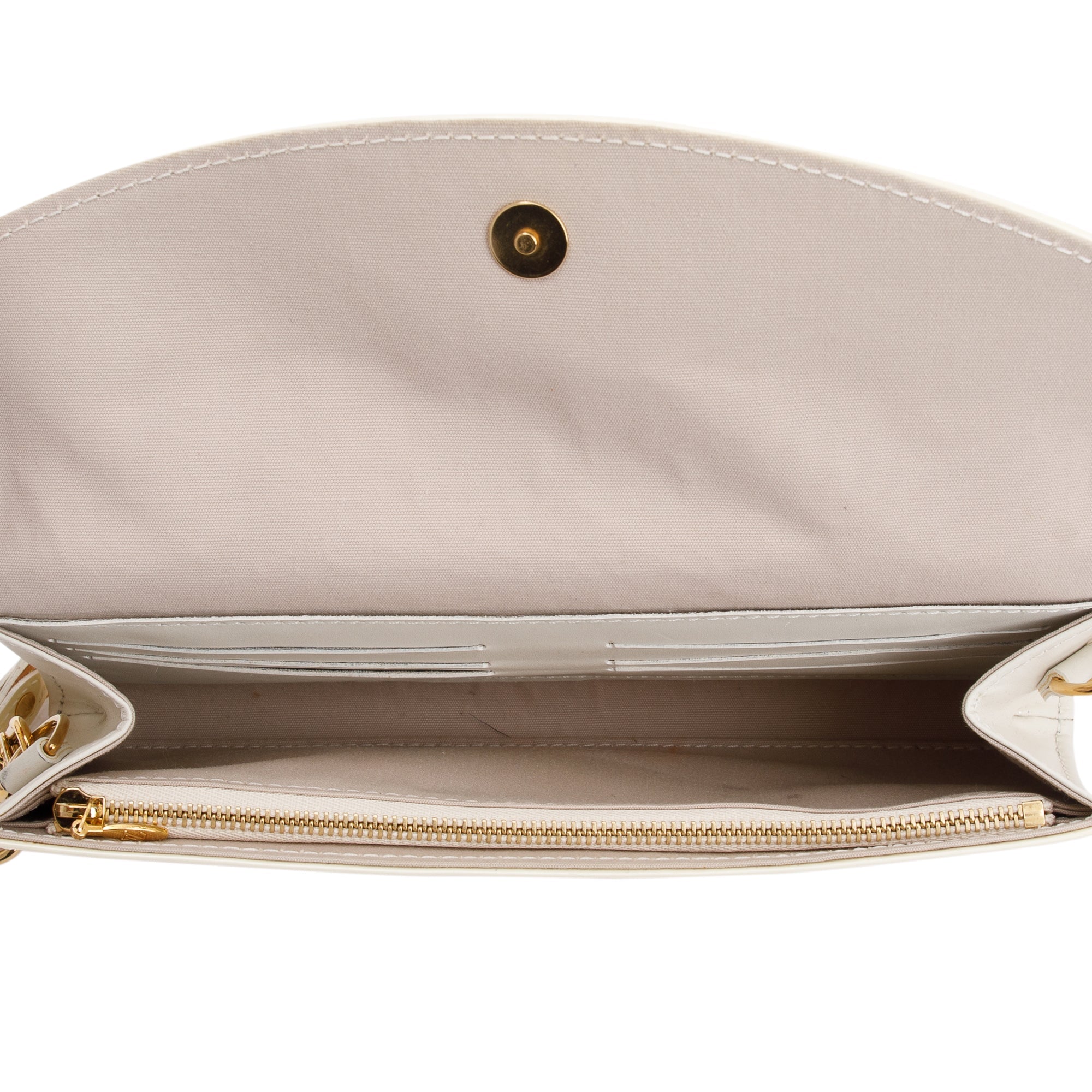 Louis Vuitton White Monogram Vernis Leather Sunset Boulevard Clutch w/ Box