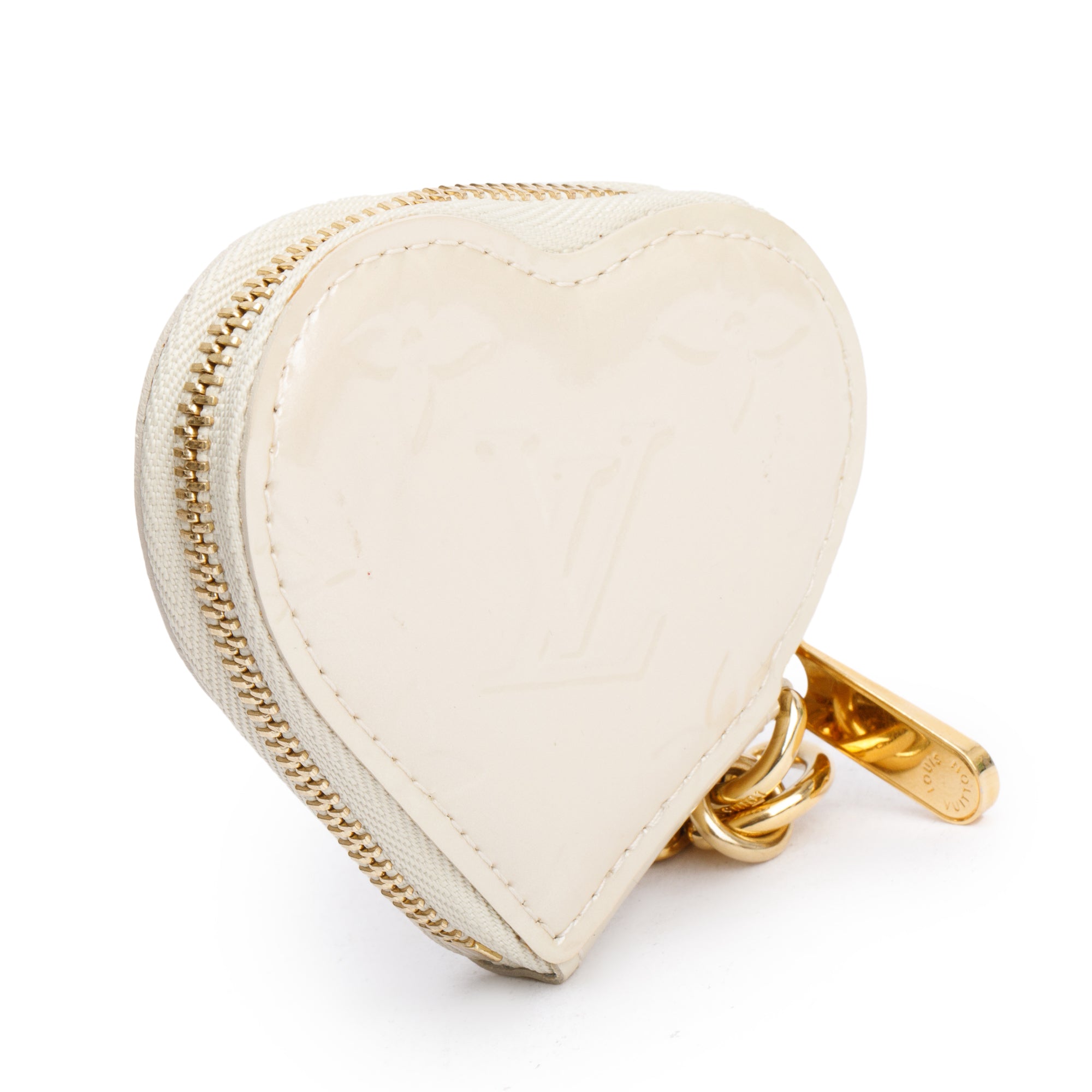 Louis Vuitton White Monogram Vernis Mini Heart Coin Key Pouch