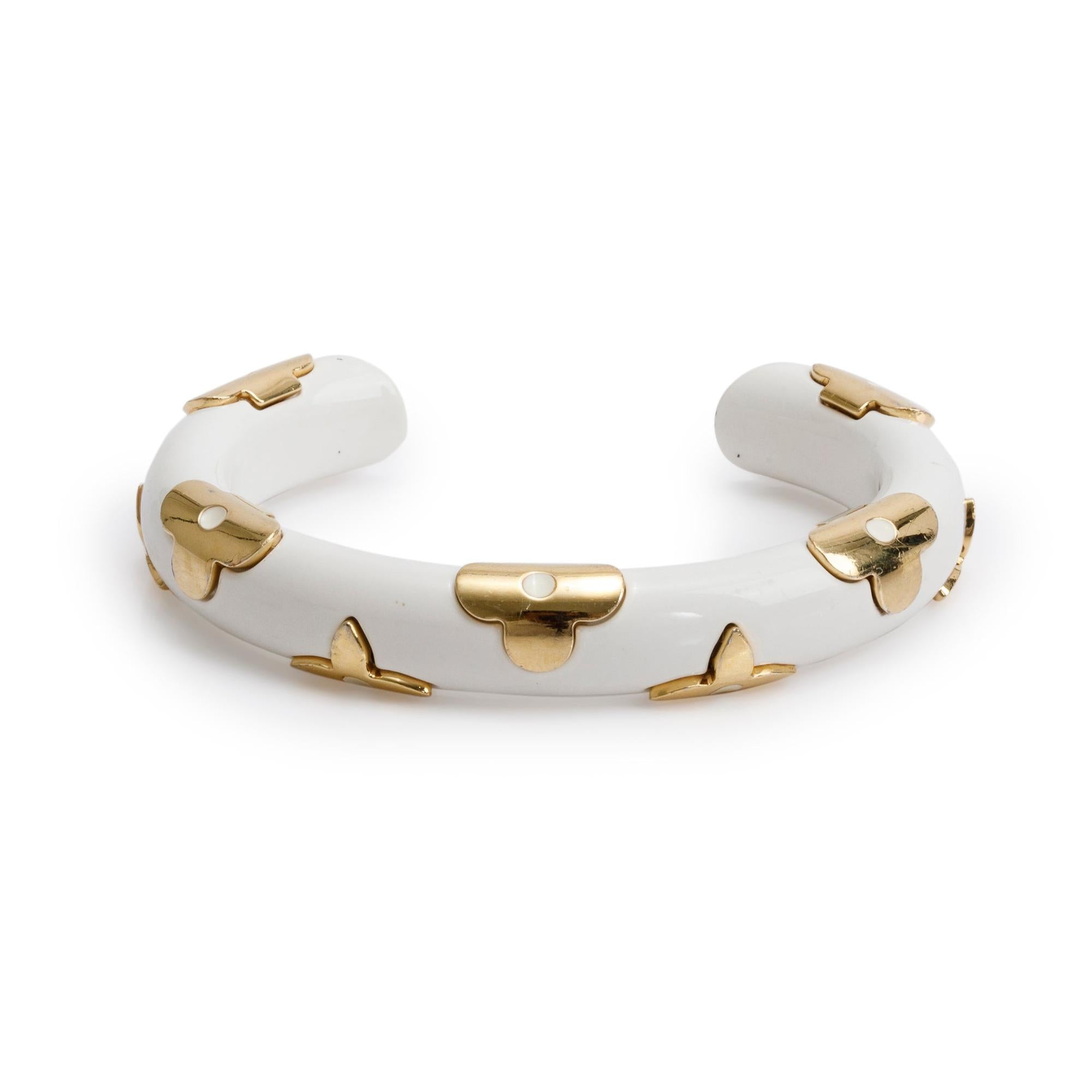 Louis Vuitton White Resin Gold Plated Daily Monogram Bracelet