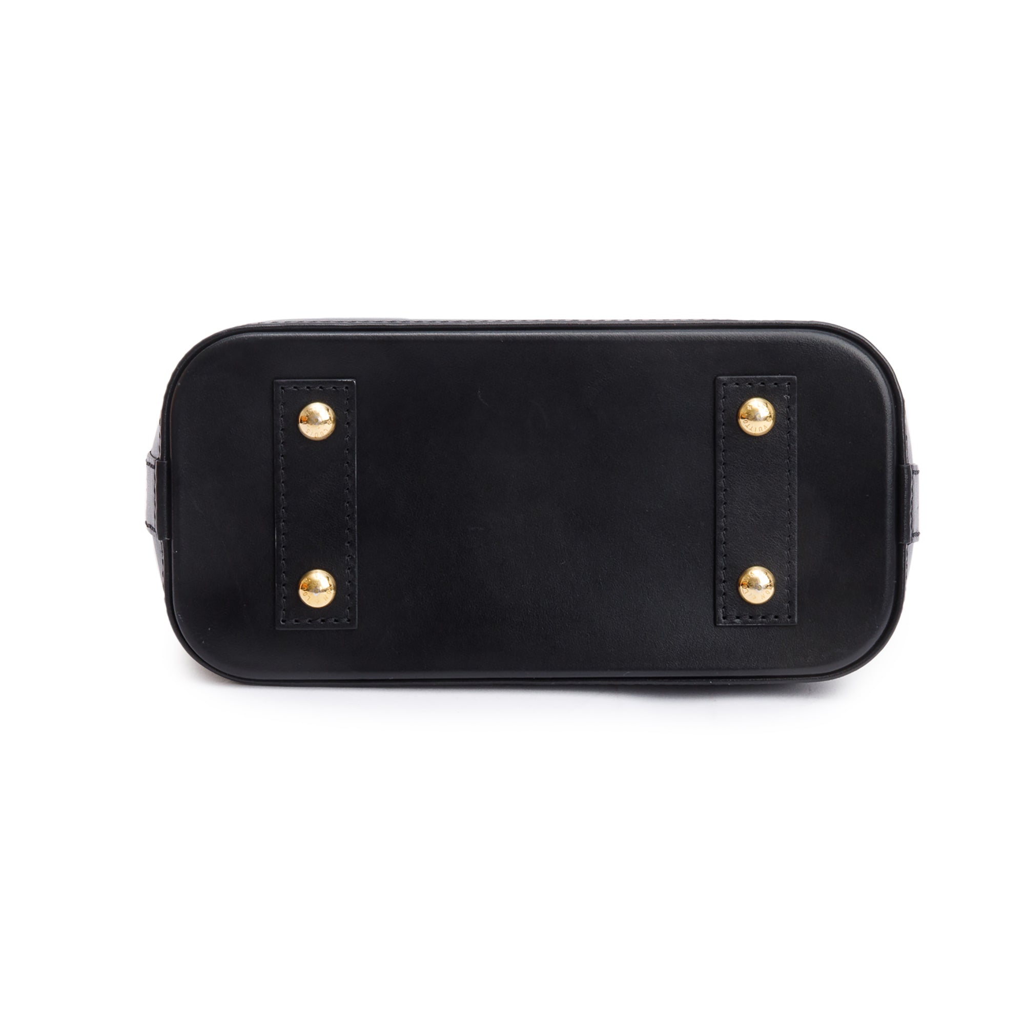 Louis Vuitton White/Black Malletage Leather Alma BB w/ Strap & Box